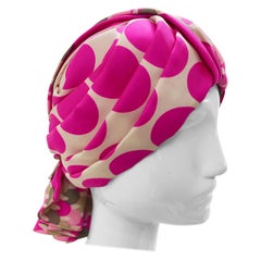 1960s Saks Fifth Avenue Pink Polka Dot Silk Mod Turban