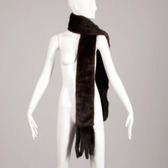 1960s Saks Fifth Avenue Vintage Mahogany Mink Fur Scarf, Fling, Stole or Wrap