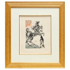 1960's. Salvador Dalí, "Cerbero Infierno nº 6" xilografía enmarcada bajo cristal