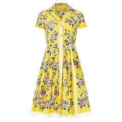 Robe à imprimé floral jaune et lilas Sambo Fashions des années 1960