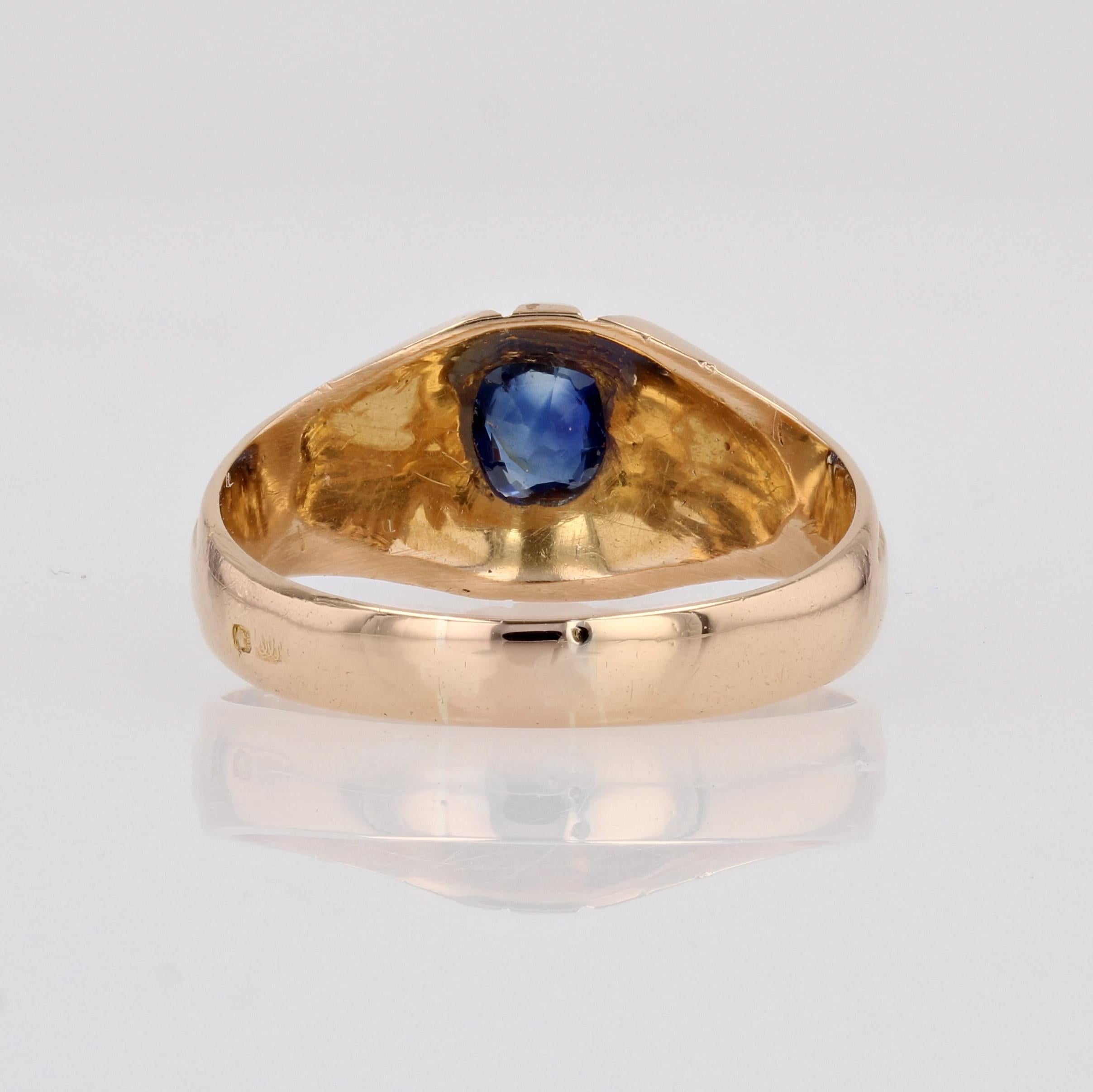 1960s Sapphire 18 Karat Yellow Gold Bangle Ring For Sale 6