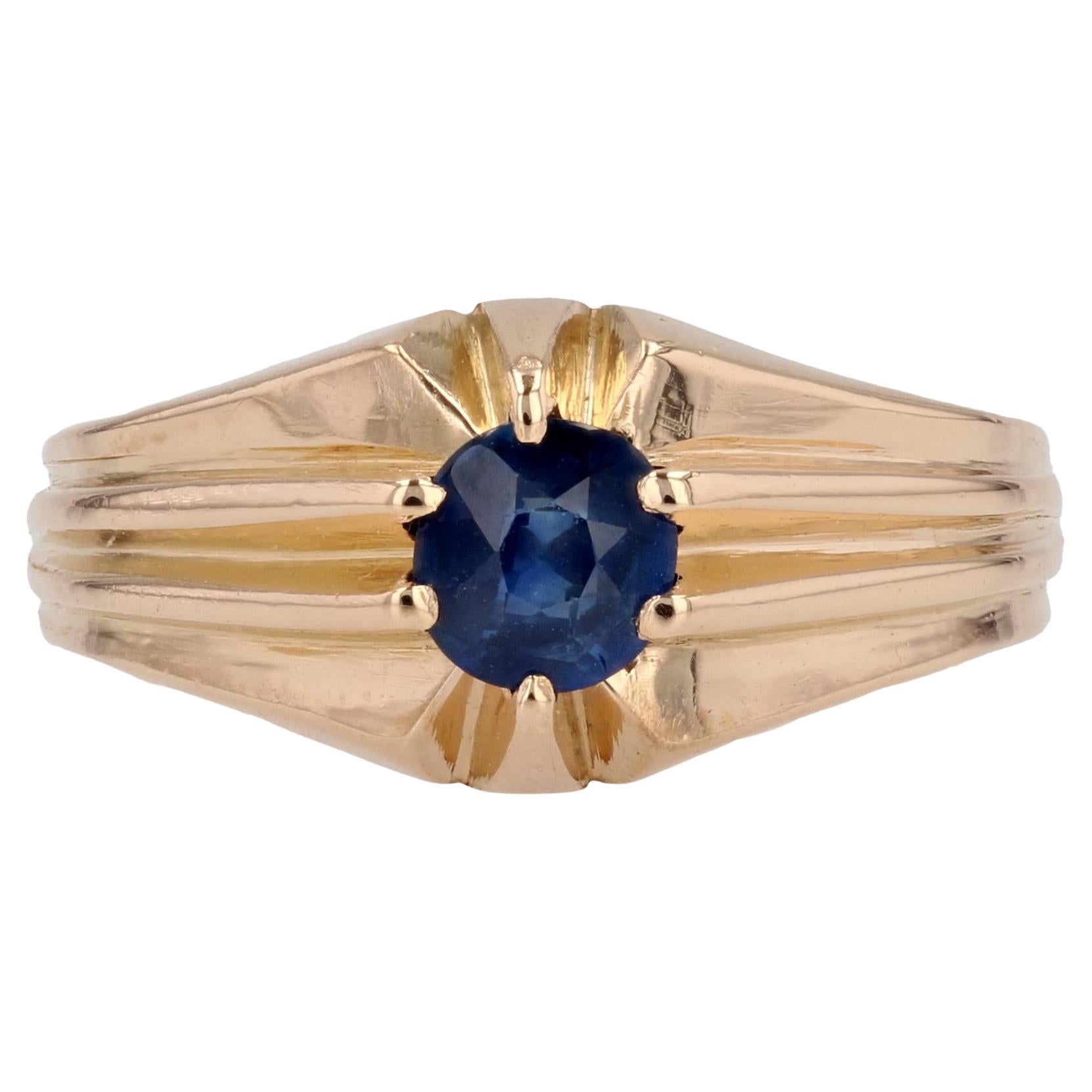 1960s Sapphire 18 Karat Yellow Gold Bangle Ring For Sale
