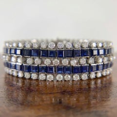 1960s Sapphire and Diamond Five-Row Bracelet in Platinum