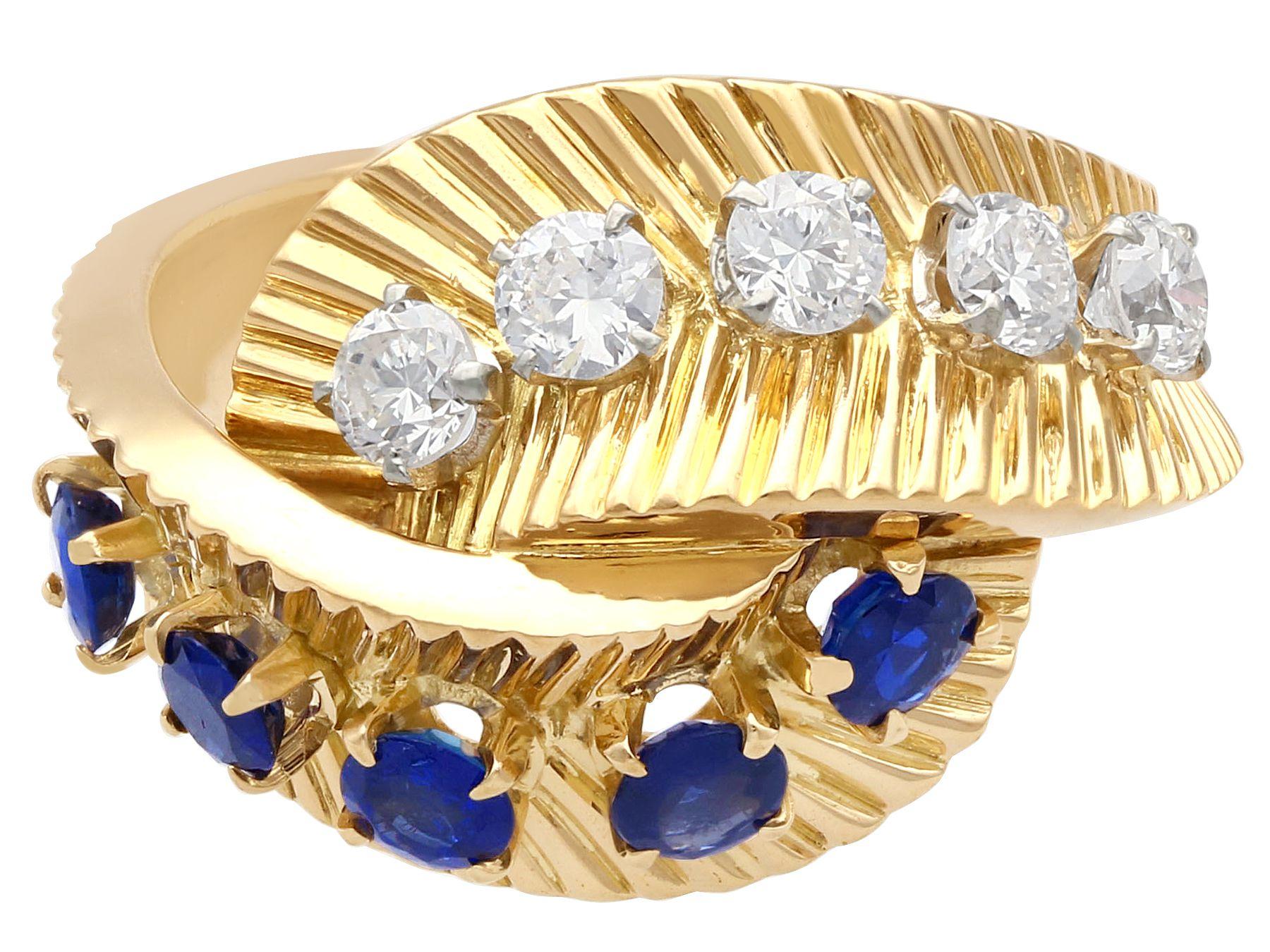 Round Cut 1960s Sapphire and Diamond Yellow Gold Ring by Van Cleef & Arpels For Sale
