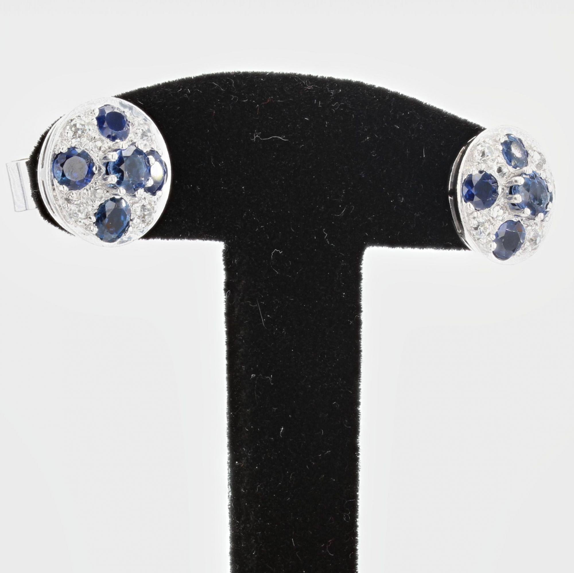 1960s Sapphire Diamonds 18 Karat White Gold Stud Earrings 4