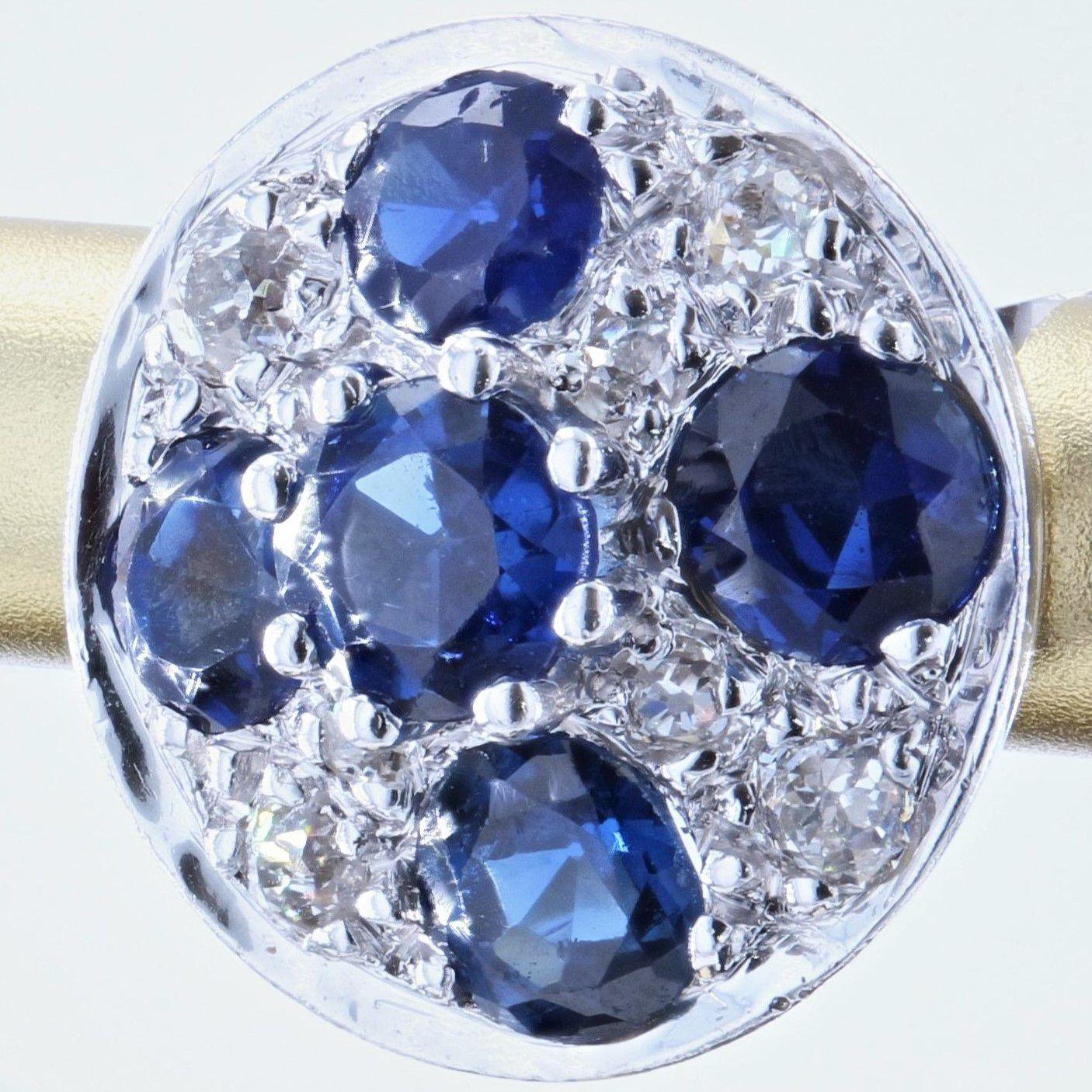Women's 1960s Sapphire Diamonds 18 Karat White Gold Stud Earrings