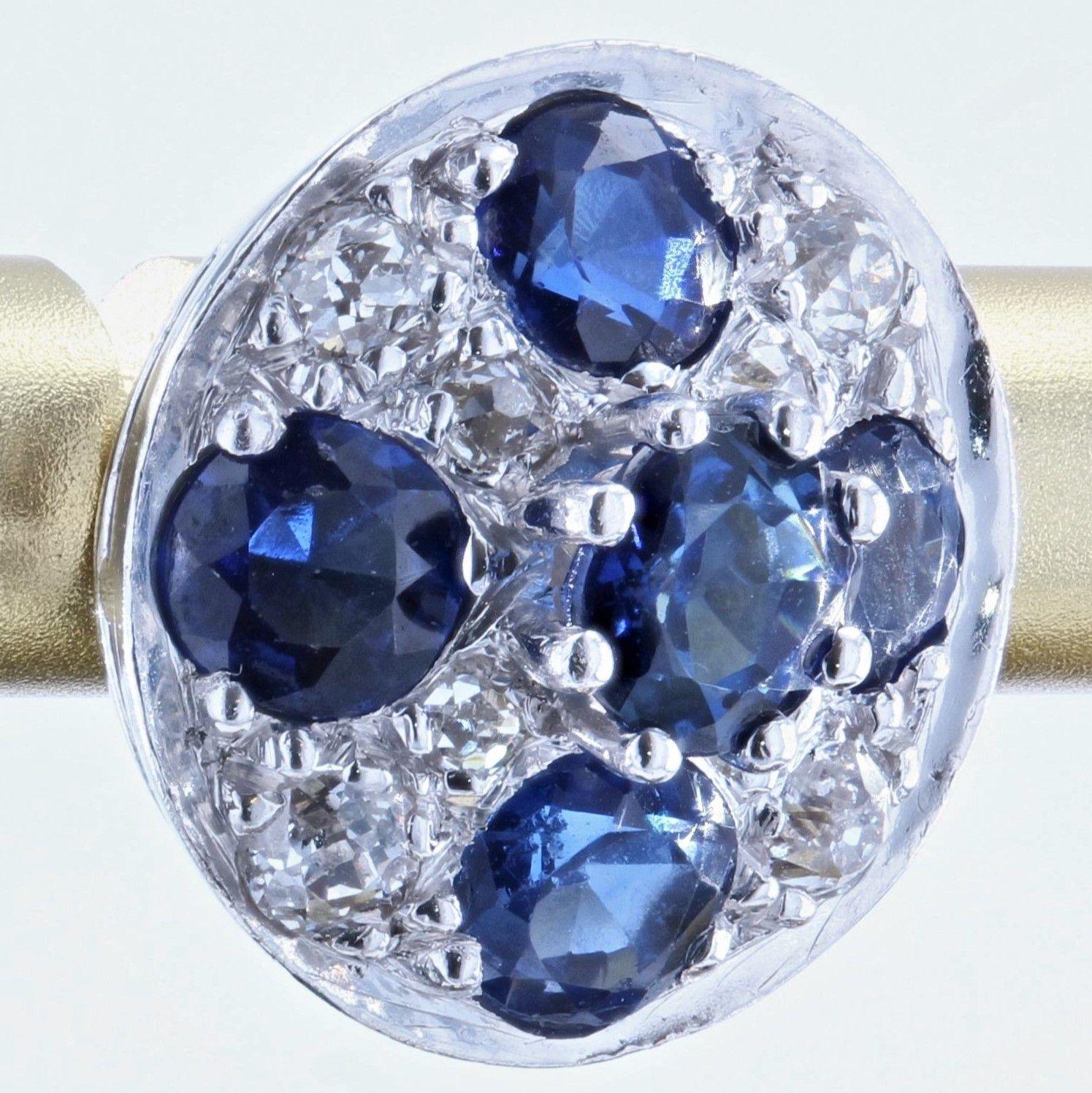 1960s Sapphire Diamonds 18 Karat White Gold Stud Earrings 2