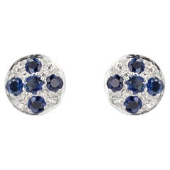1960s Sapphire Diamonds 18 Karat White Gold Stud Earrings