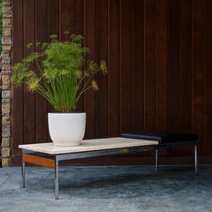 1960s Sarasota Modern Travertine Table Bench Vintage Midcentury Entryway Pool