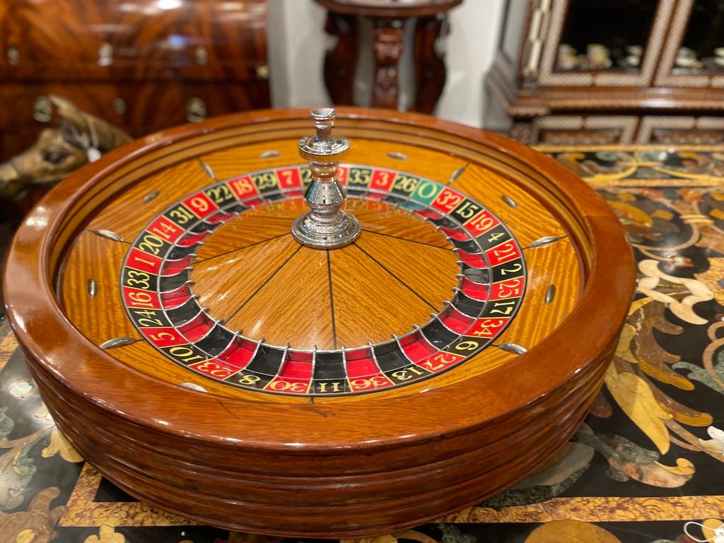 1960s Satinwood and Mahogany Roulette Wheel from the Ritz Hotel Casino in Paris 1