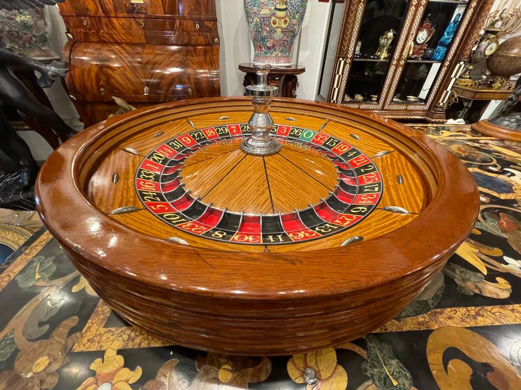 Hand-Crafted 1960s Satinwood and Mahogany Roulette Wheel from the Ritz Hotel Casino in Paris