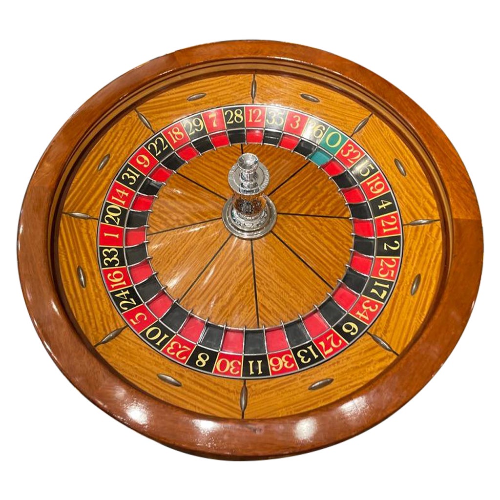 1960s Satinwood and Mahogany Roulette Wheel from the Ritz Hotel Casino in Paris