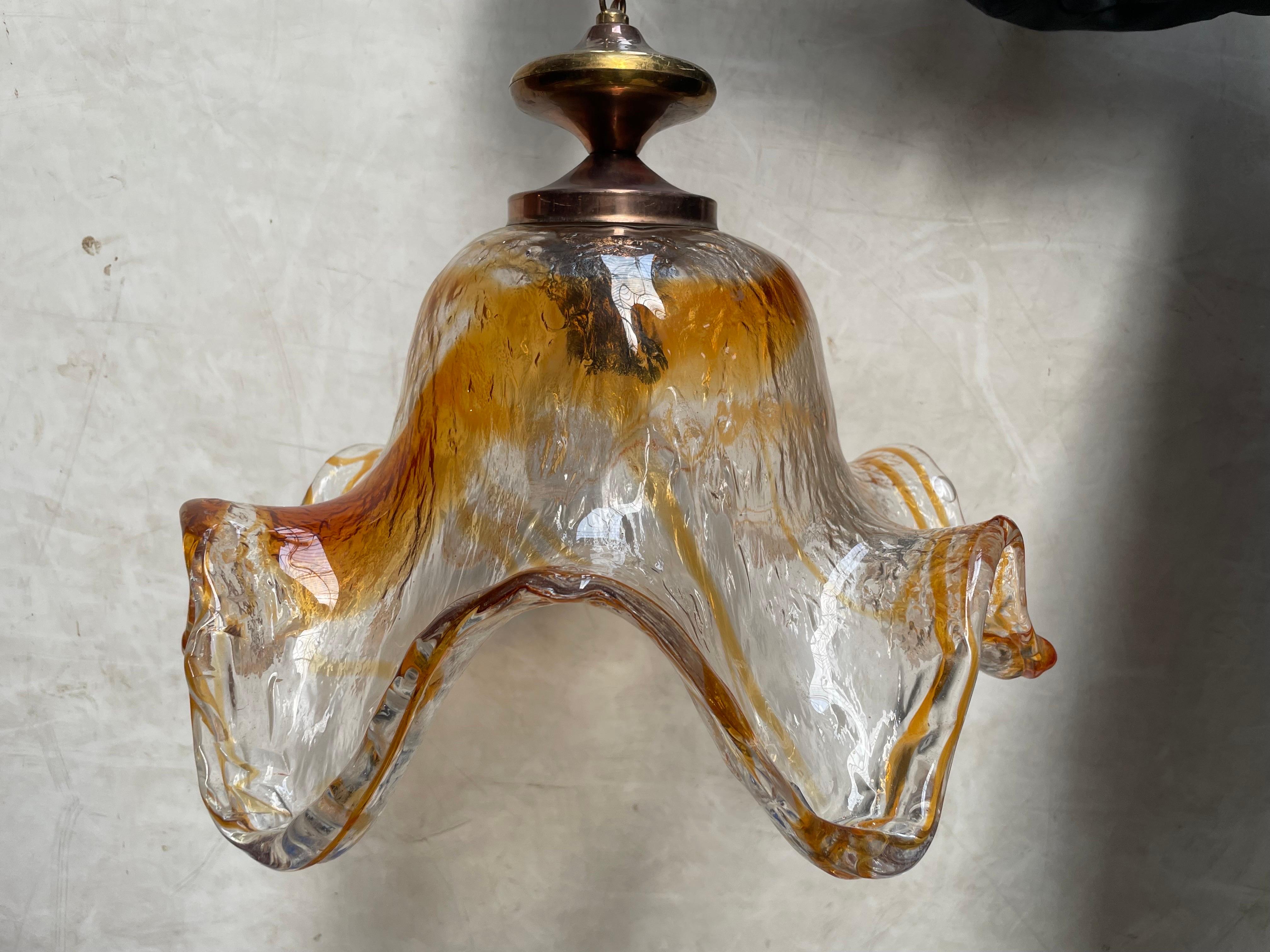 Mid-Century Modern 1960s Scandinavian Art Glass Lamp Designed by Pertti Santalahti For Sale