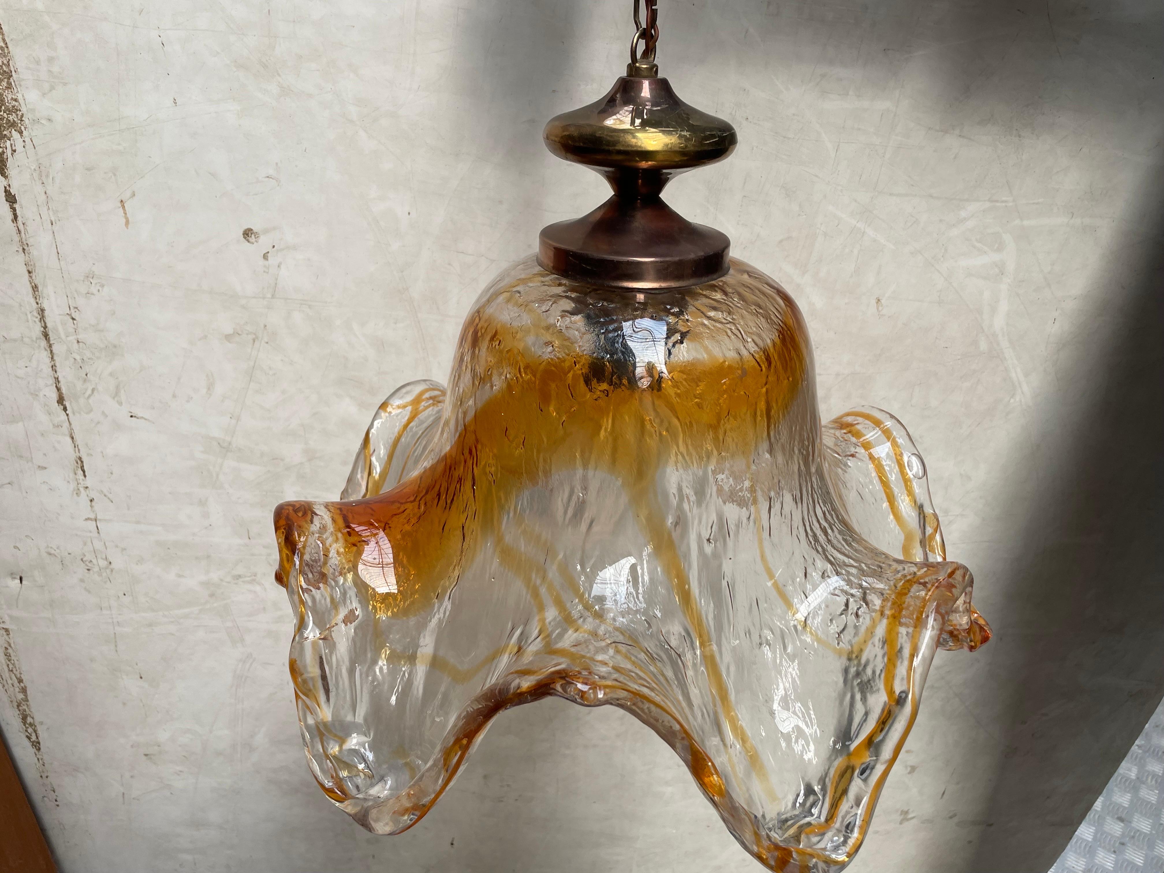 Norwegian 1960s Scandinavian Art Glass Lamp Designed by Pertti Santalahti For Sale