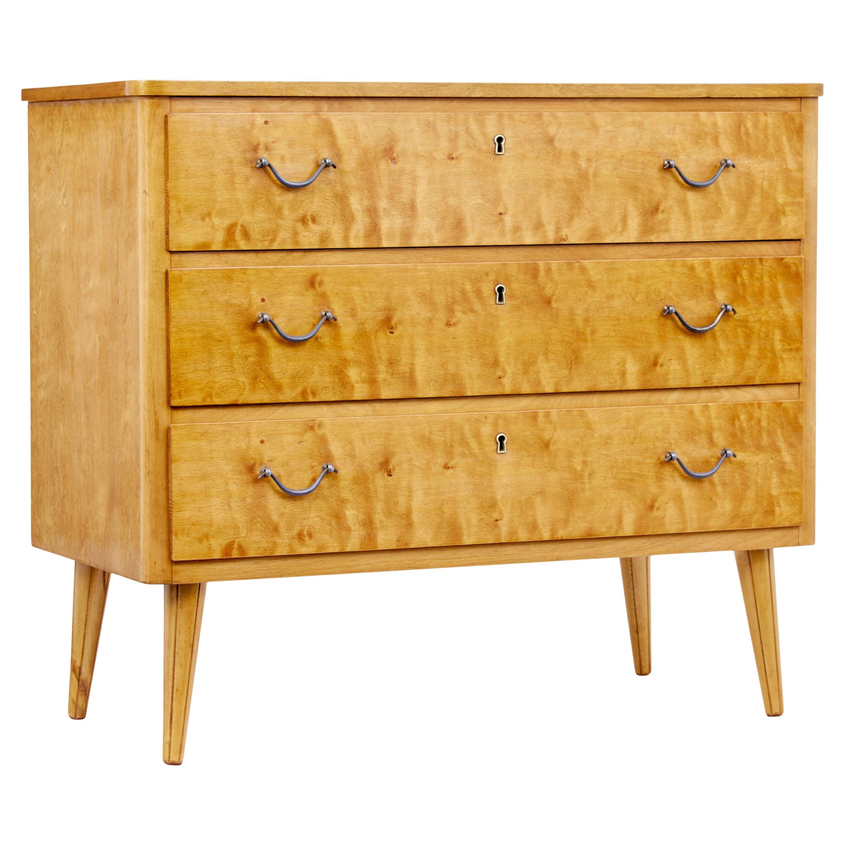 1960s Scandinavian Birch Chest of Drawers For Sale