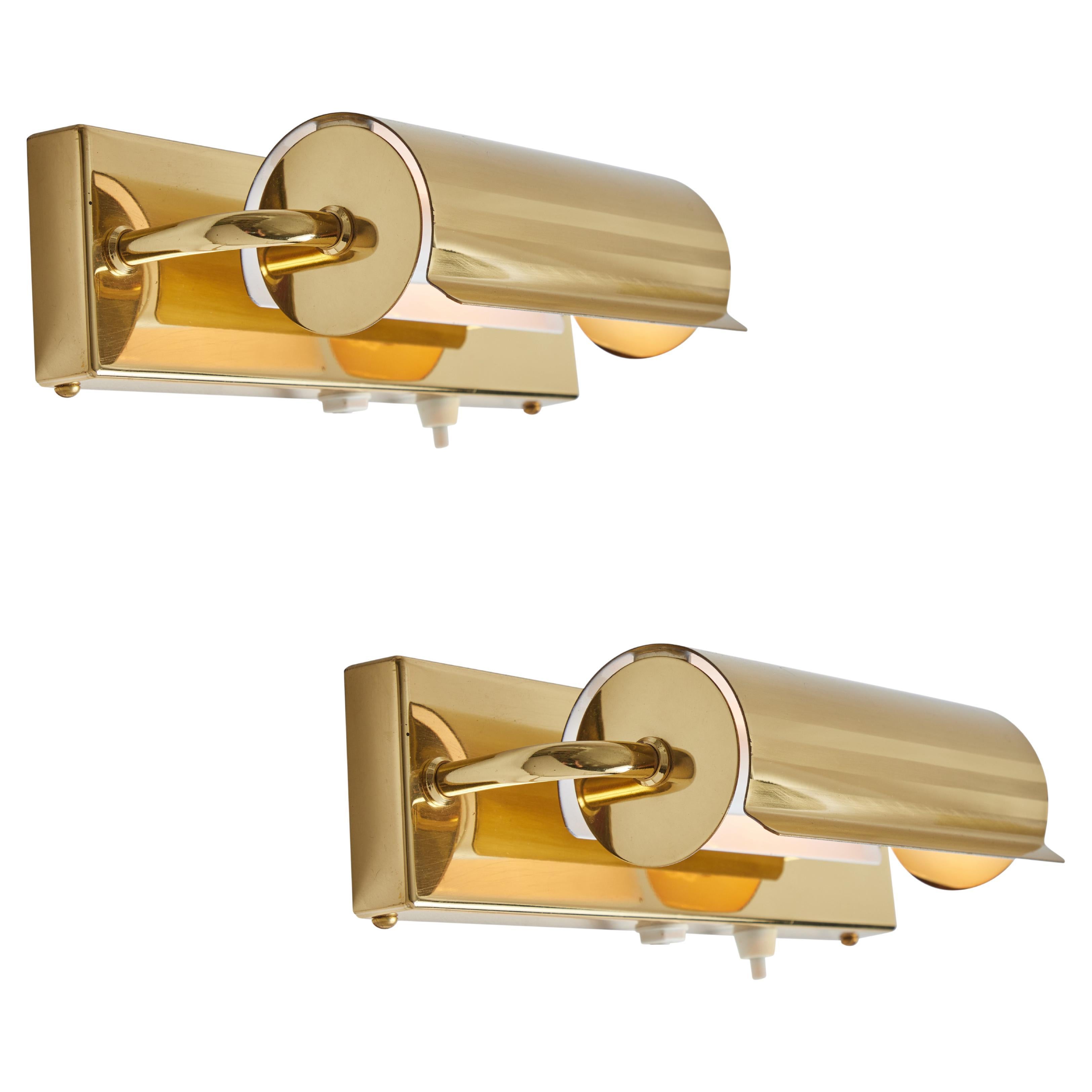 1960s Scandinavian Brass Rotating Wall Lamp in the Style of Charlotte Perriand