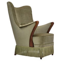 Les années 1960, design scandinave, fauteuil en état d'origine, velours de mobilier