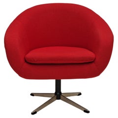 Vintage 1960s, Scandinavian Design by Karl Eric Klote, Swivel Lounge Chair, Wool