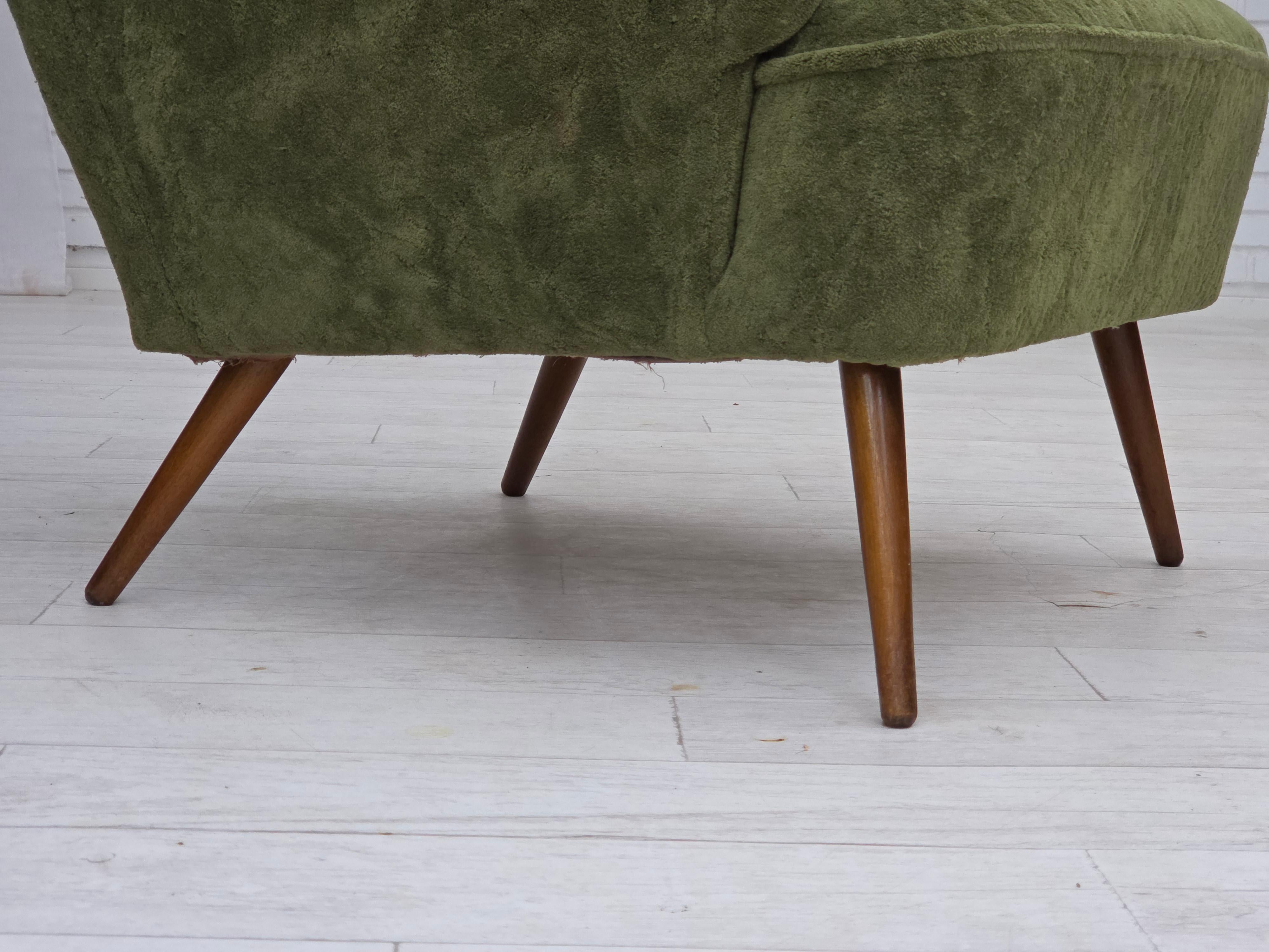 1960s, Scandinavian design, highback armchair, furniture velour. For Sale 3