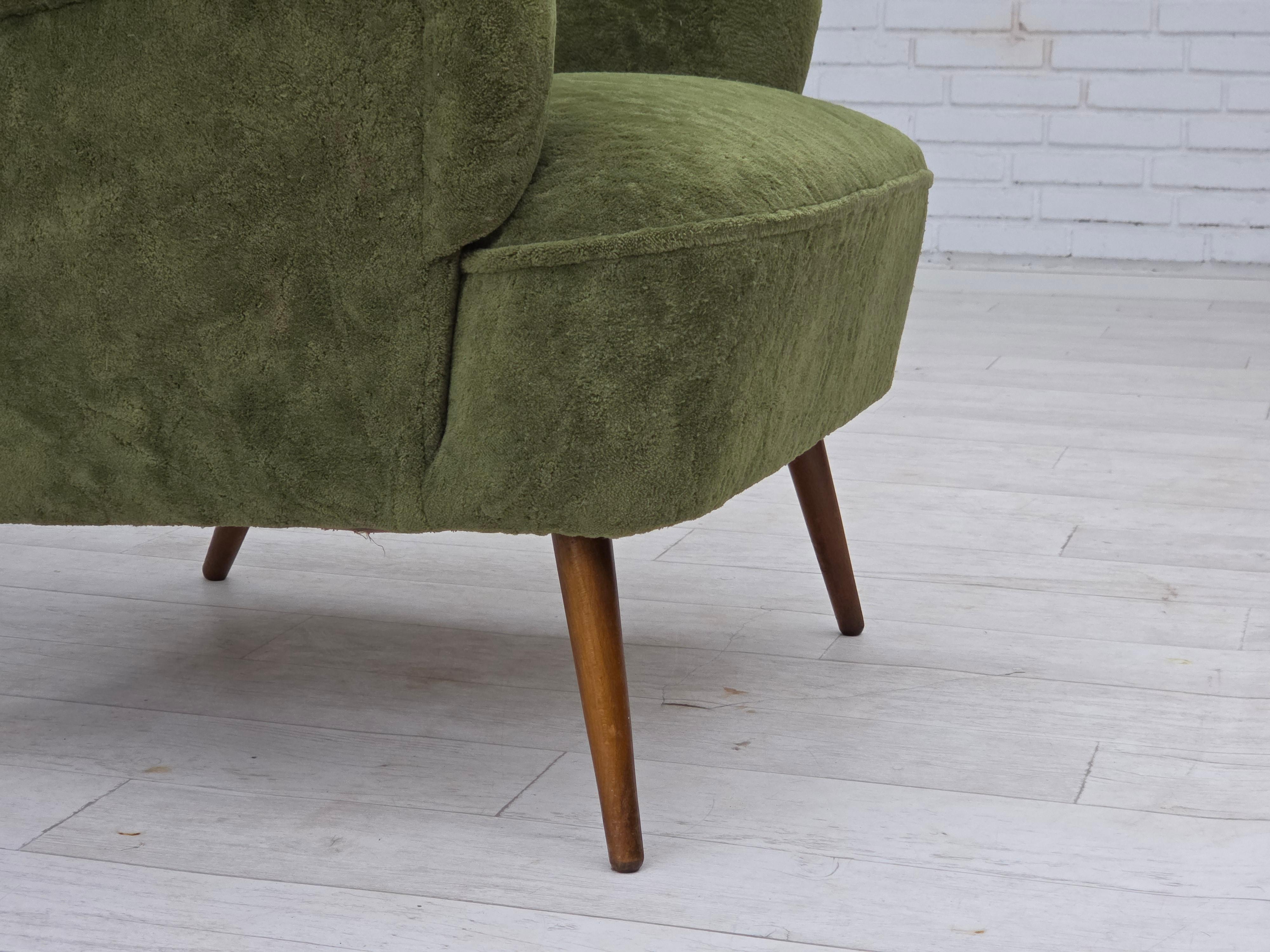 1960s, Scandinavian design, highback armchair, furniture velour. For Sale 5