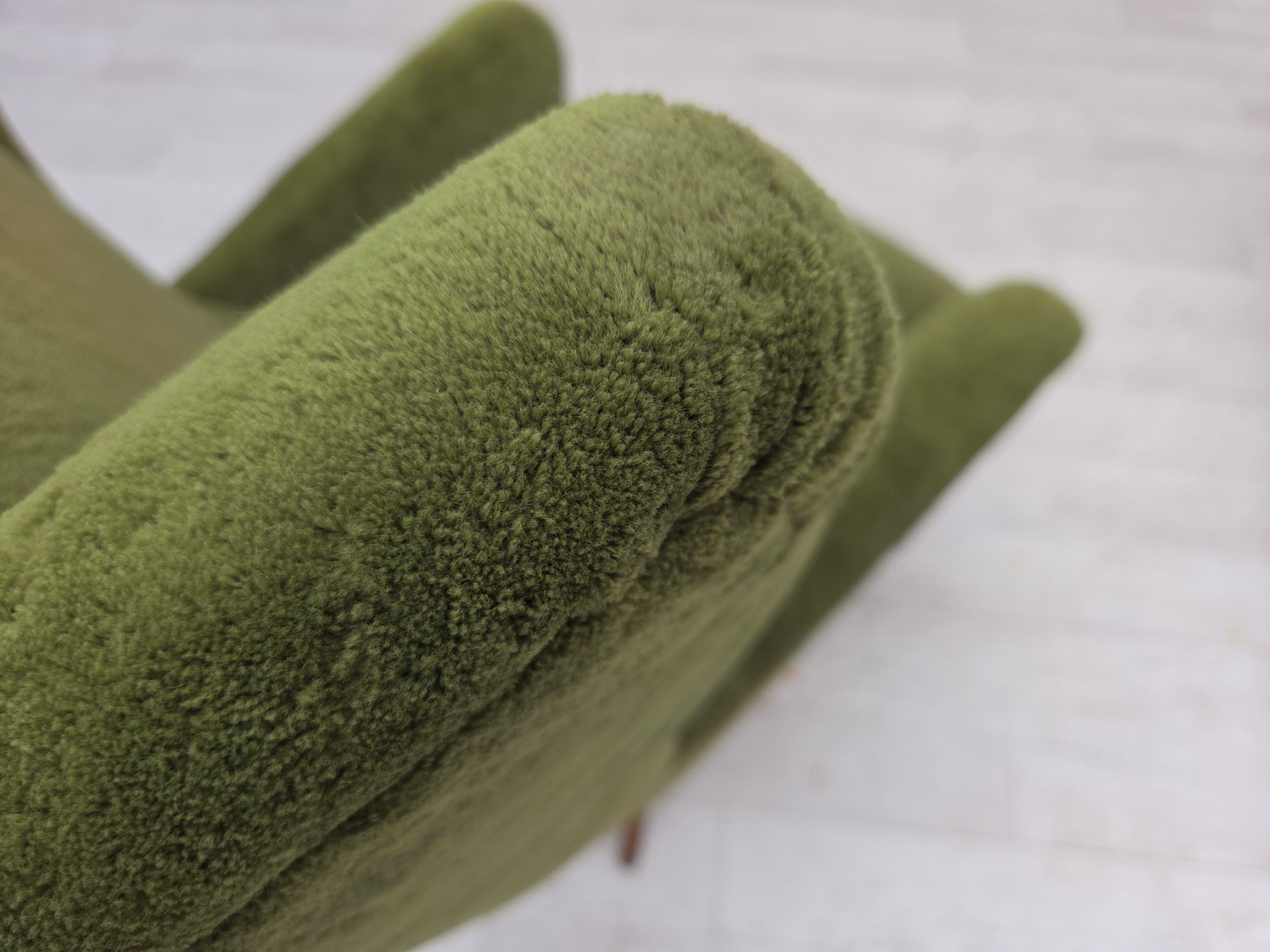 1960s, Scandinavian design, highback armchair, furniture velour. For Sale 6