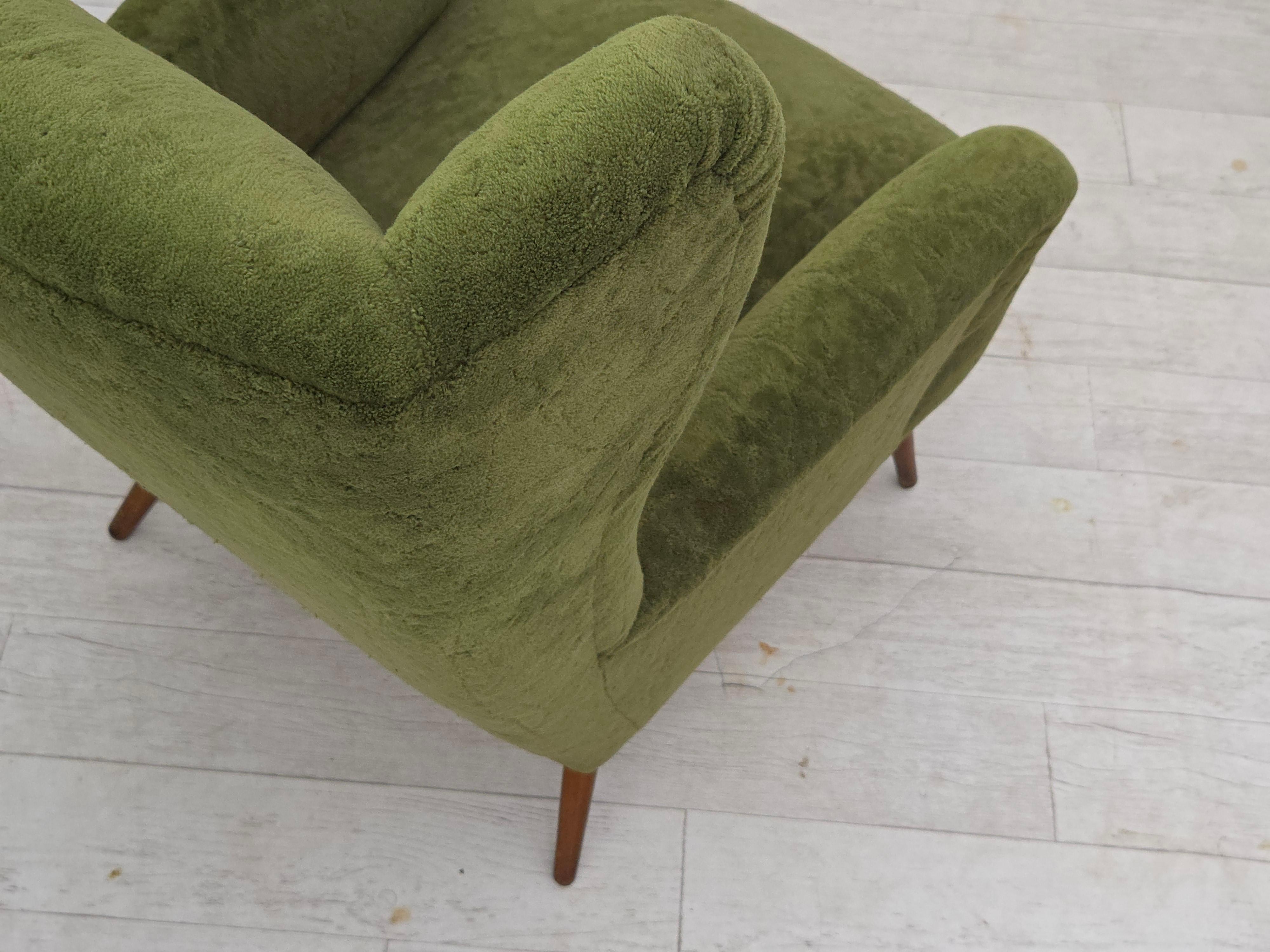 1960s, Scandinavian design, highback armchair, furniture velour. For Sale 9