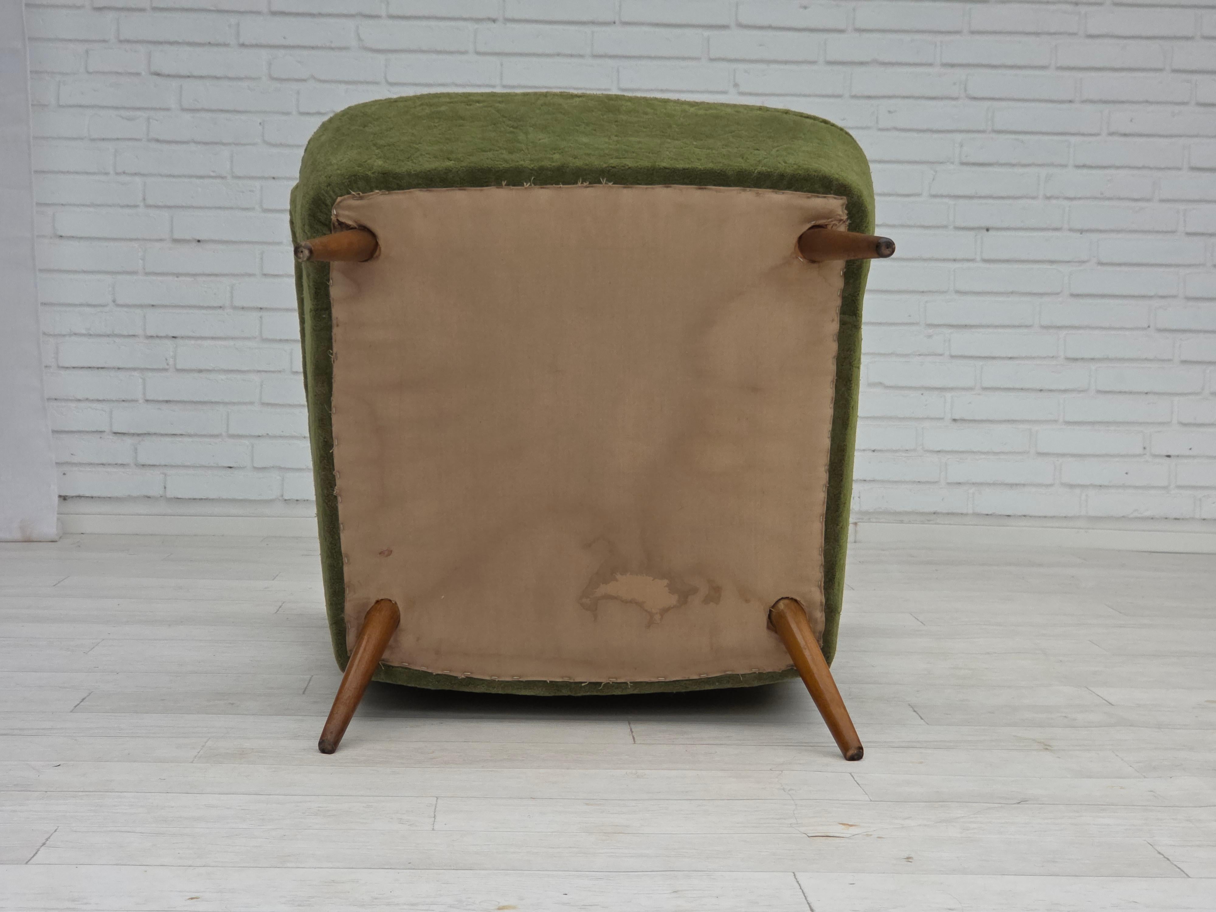 1960s, Scandinavian design, highback armchair, furniture velour. For Sale 2
