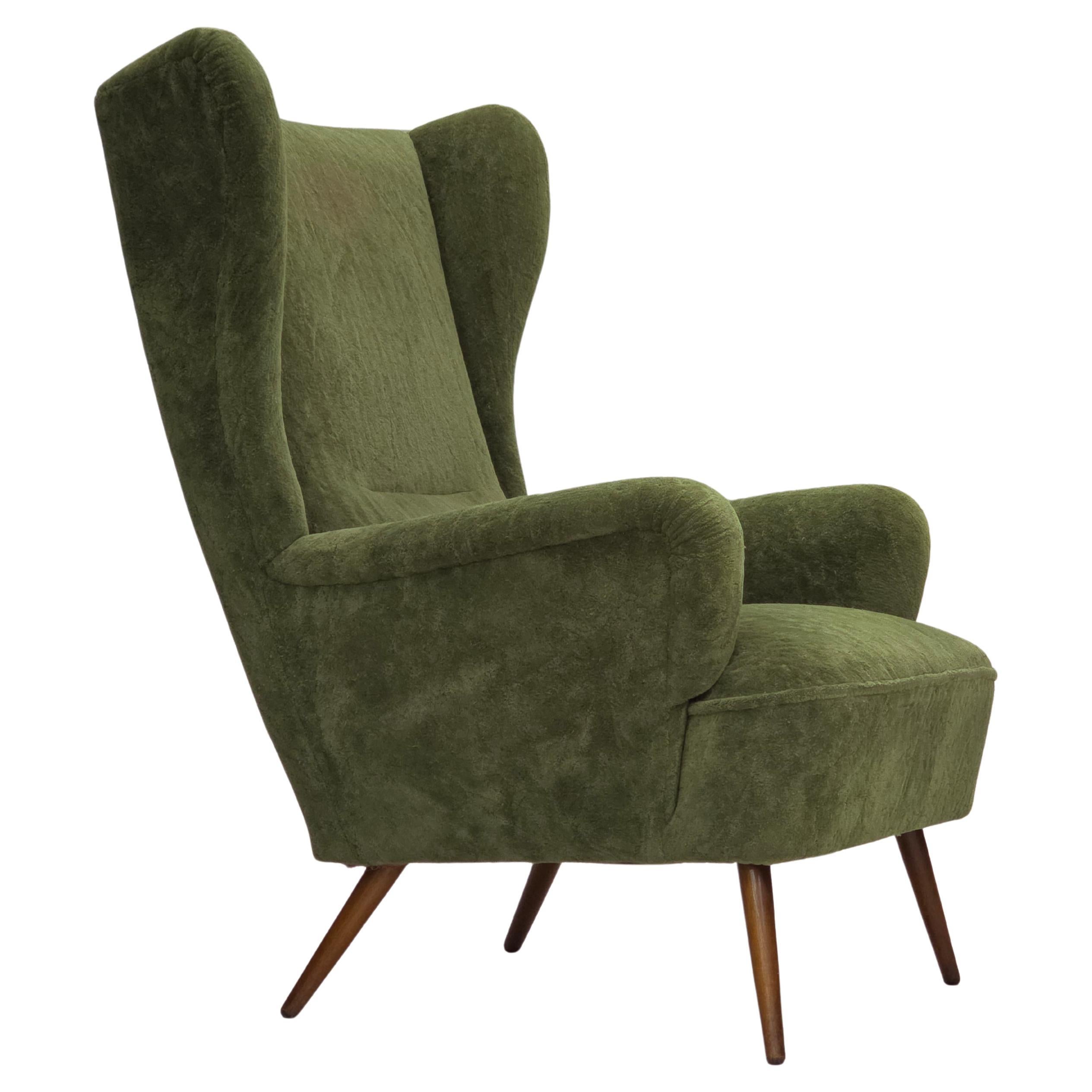 1960s, Scandinavian design, highback armchair, furniture velour.