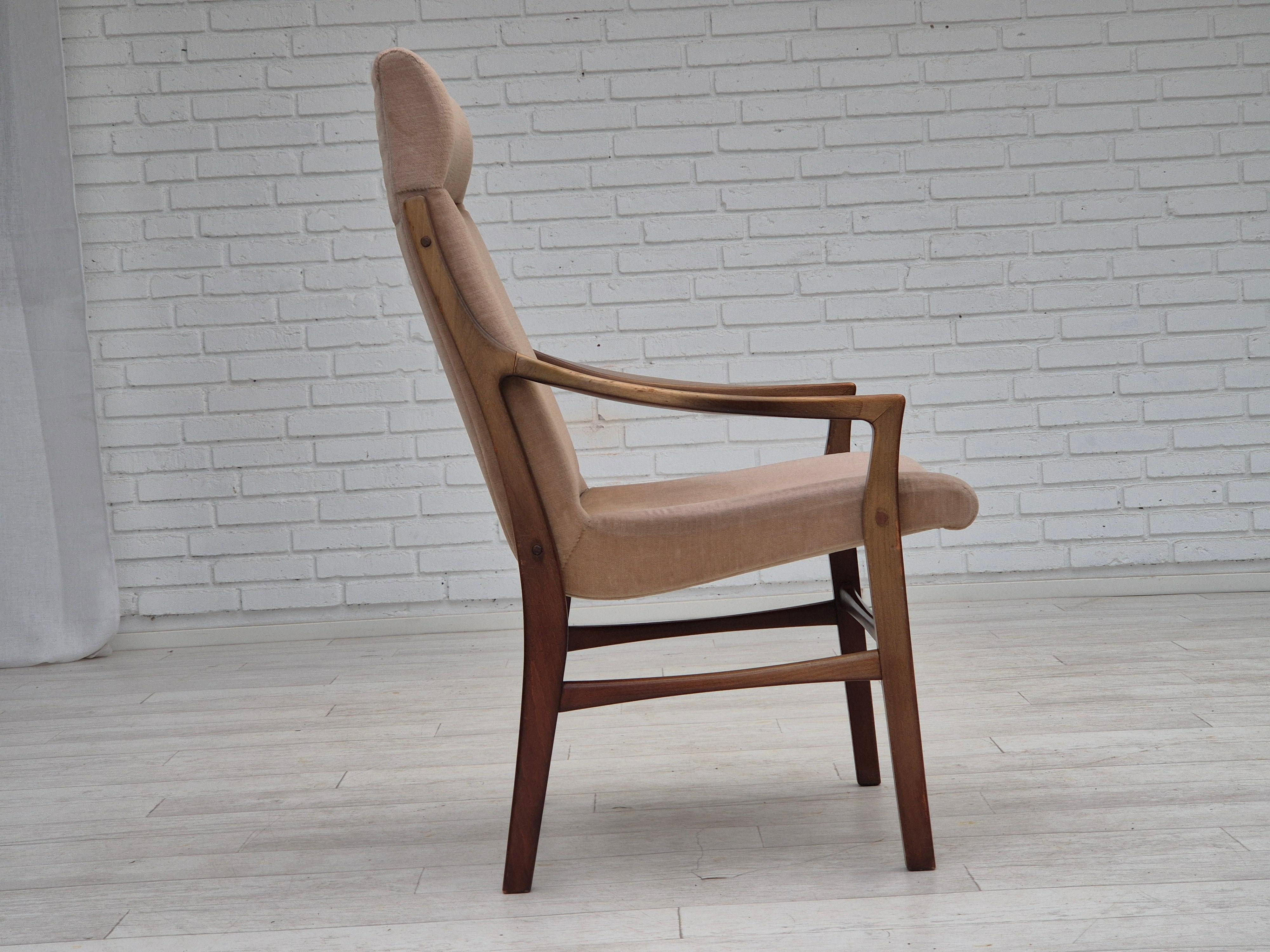 Danois Fauteuil à dossier haut, design scandinave, état d'origine, années 1960 en vente