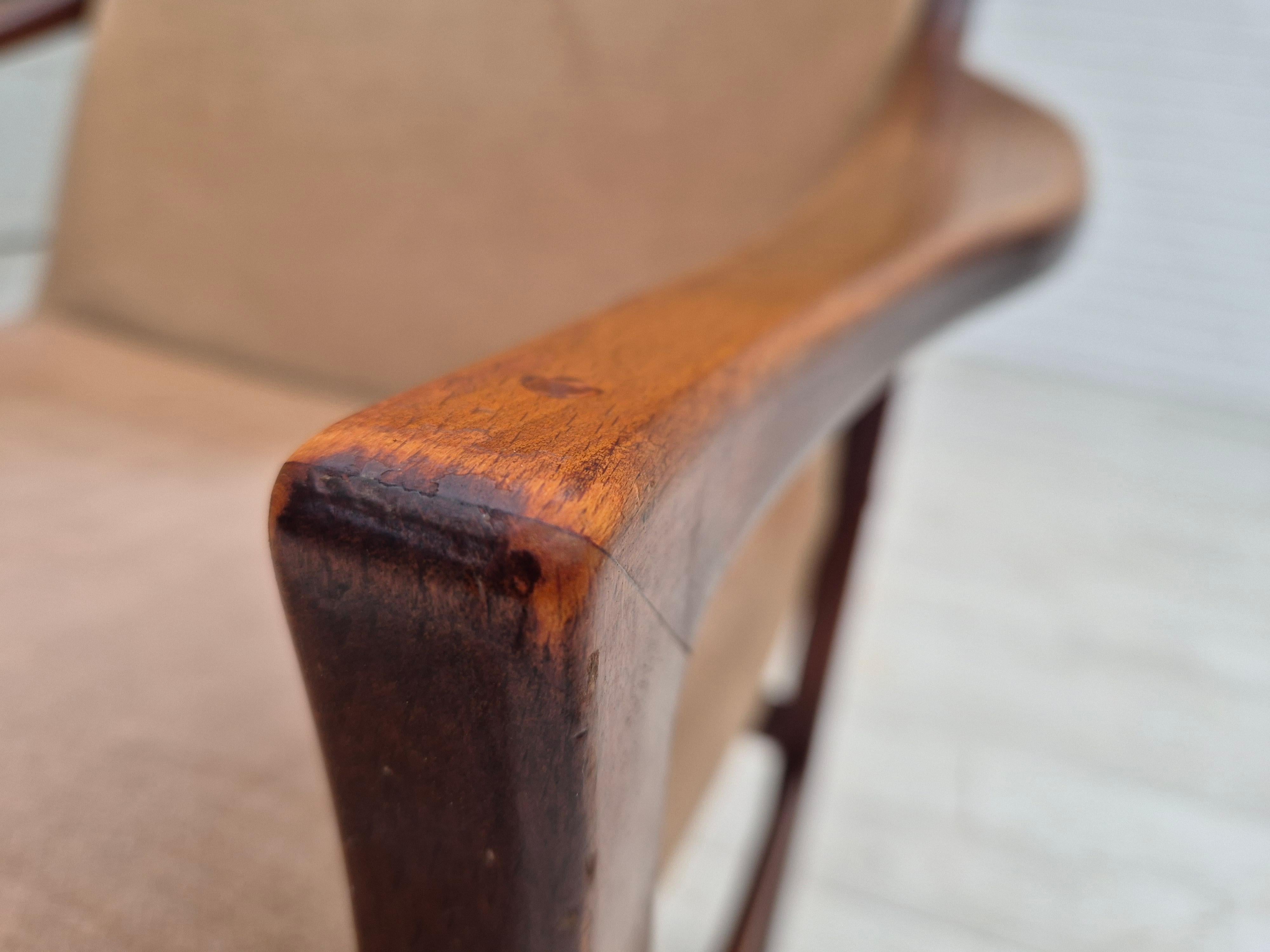 Fauteuil à dossier haut, design scandinave, état d'origine, années 1960 en vente 2
