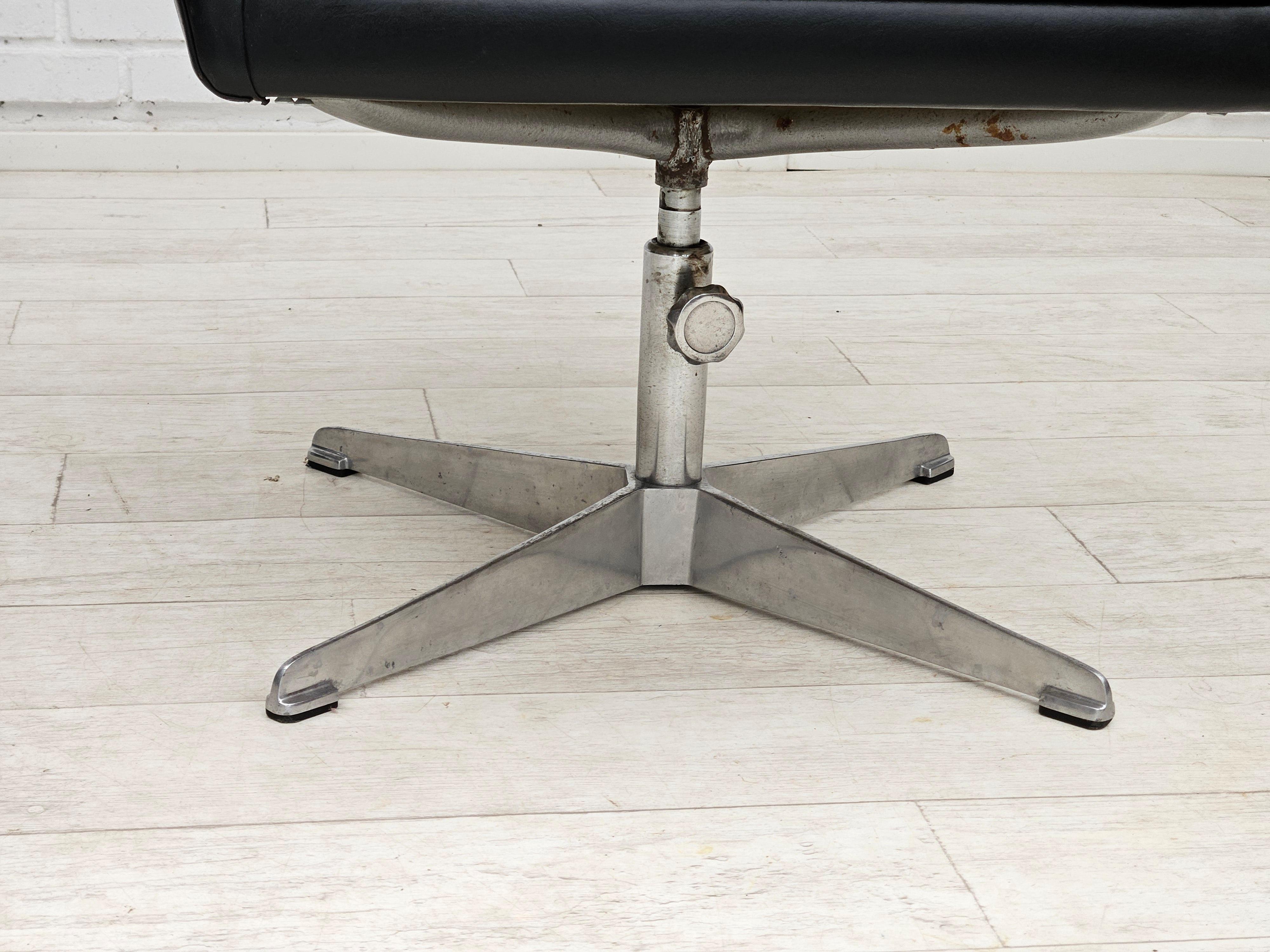 Scandinavian Modern 1960s, scandinavian design, swivel chair, original condition, artificial leather For Sale
