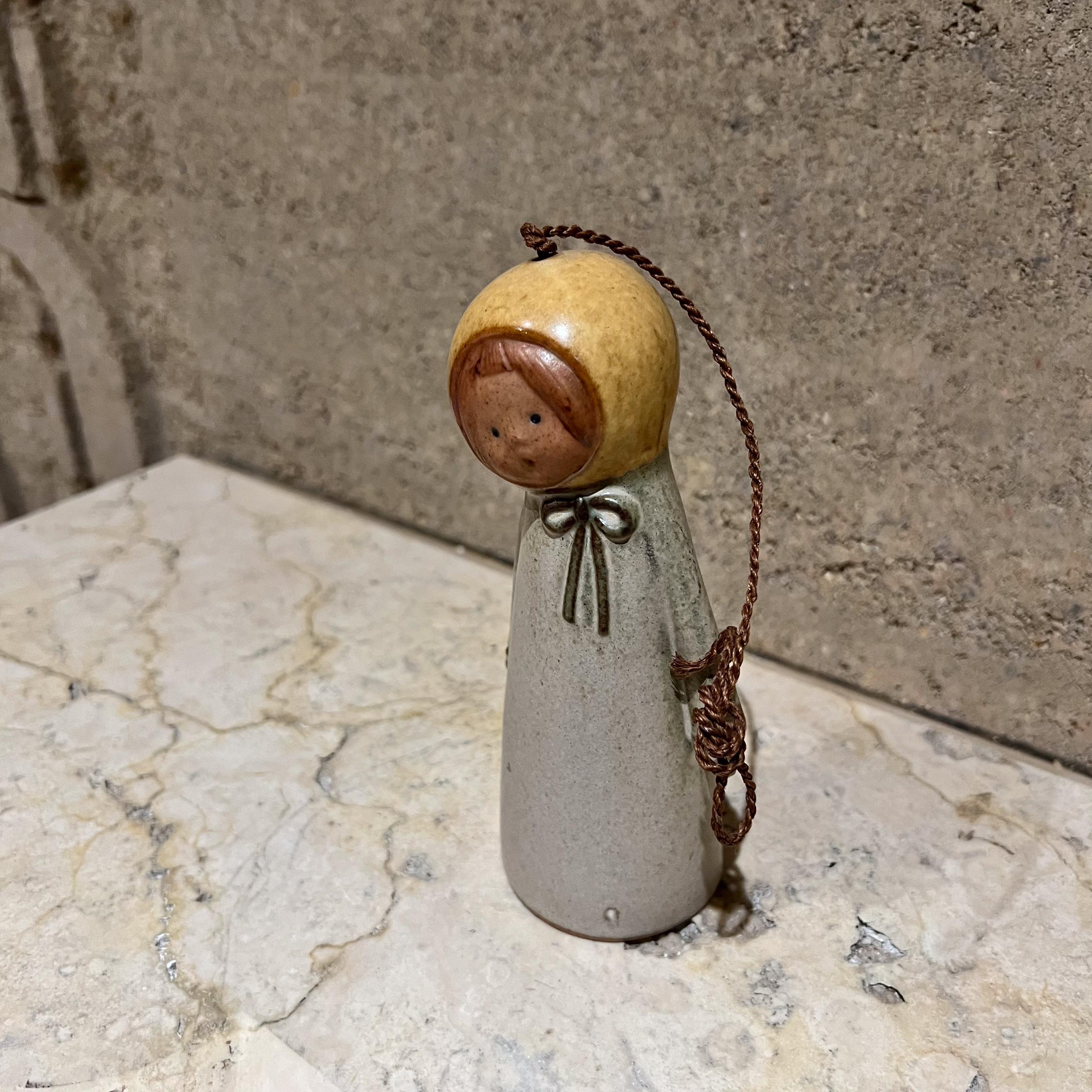 1960s Scandinavian Hanging Doll Bell Hand Crafted Art Pottery For Sale 3