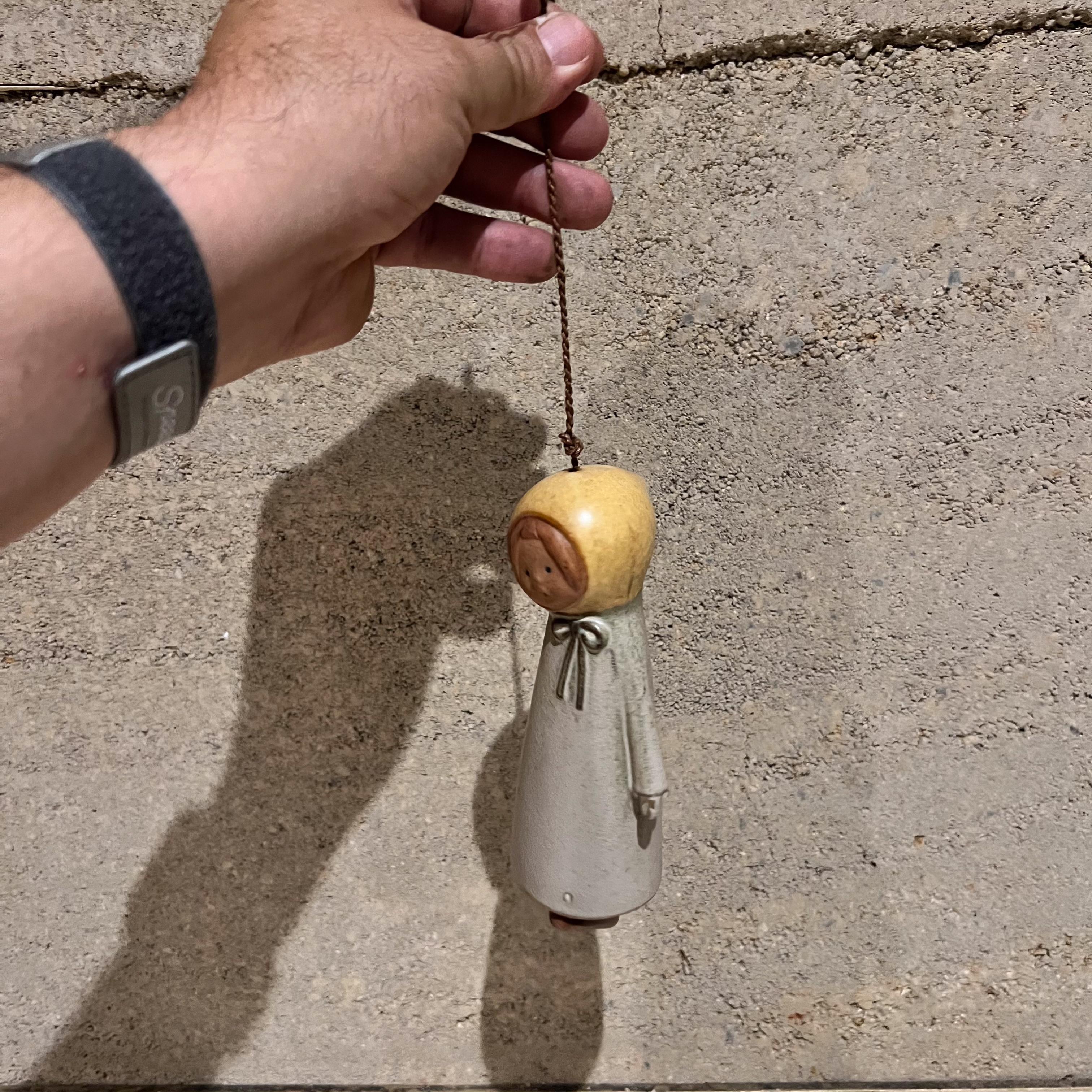 Scandinavian Modern 1960s Scandinavian Hanging Doll Bell Hand Crafted Art Pottery For Sale