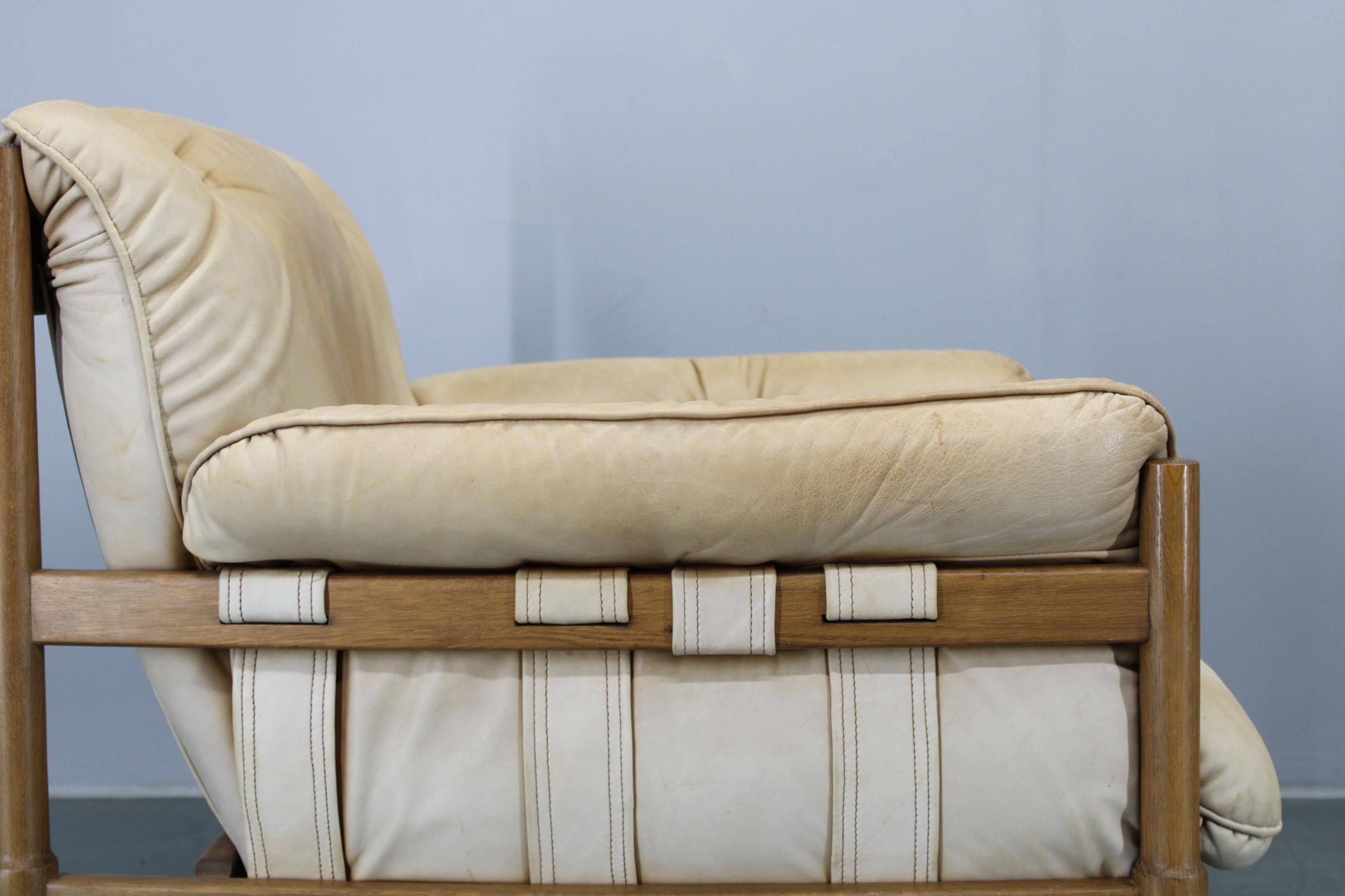 1960s Scandinavian Living Room Set of Sofa and Armchairs in Leather Uphostestery 6