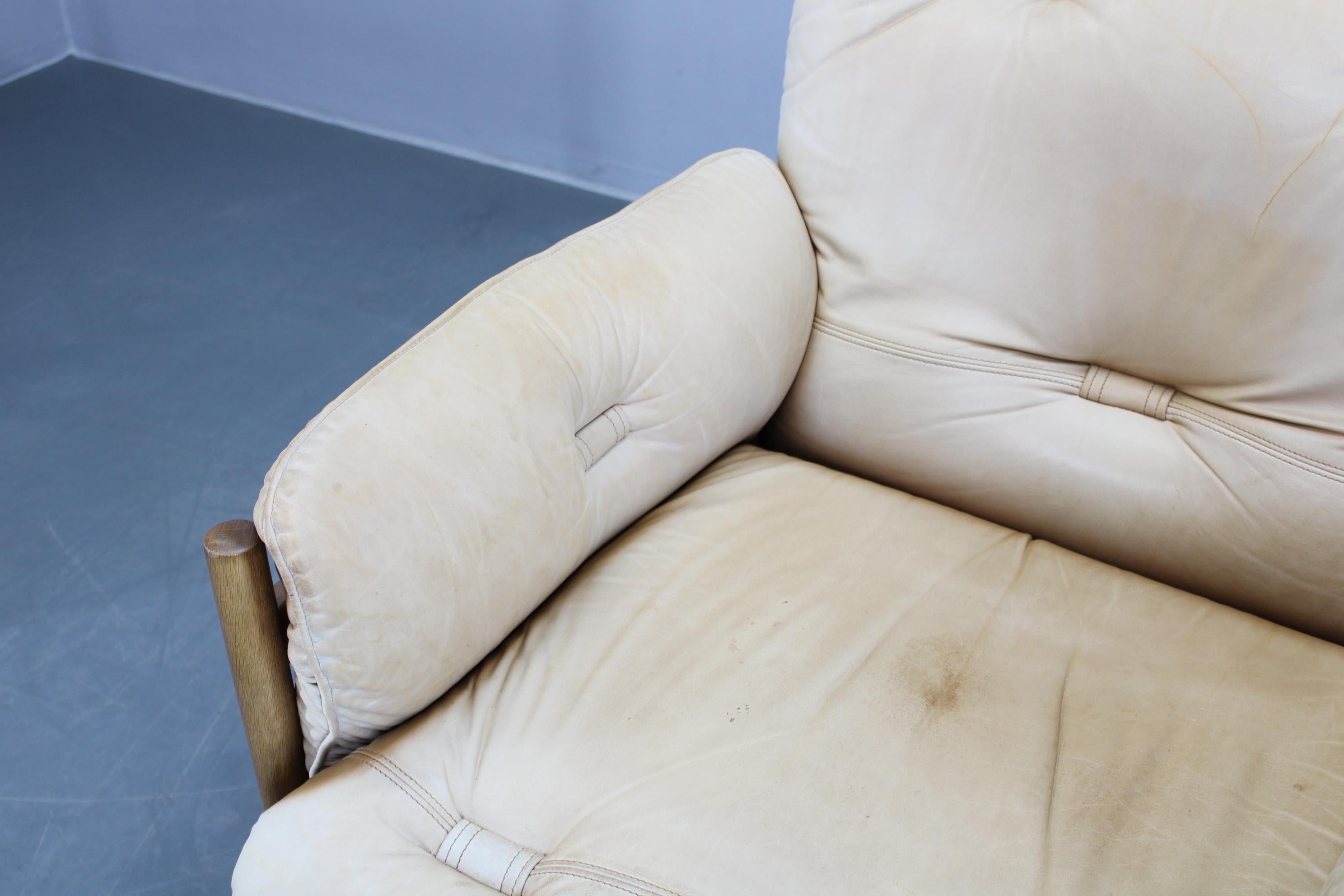 1960s Scandinavian Living Room Set of Sofa and Armchairs in Leather Uphostestery 7