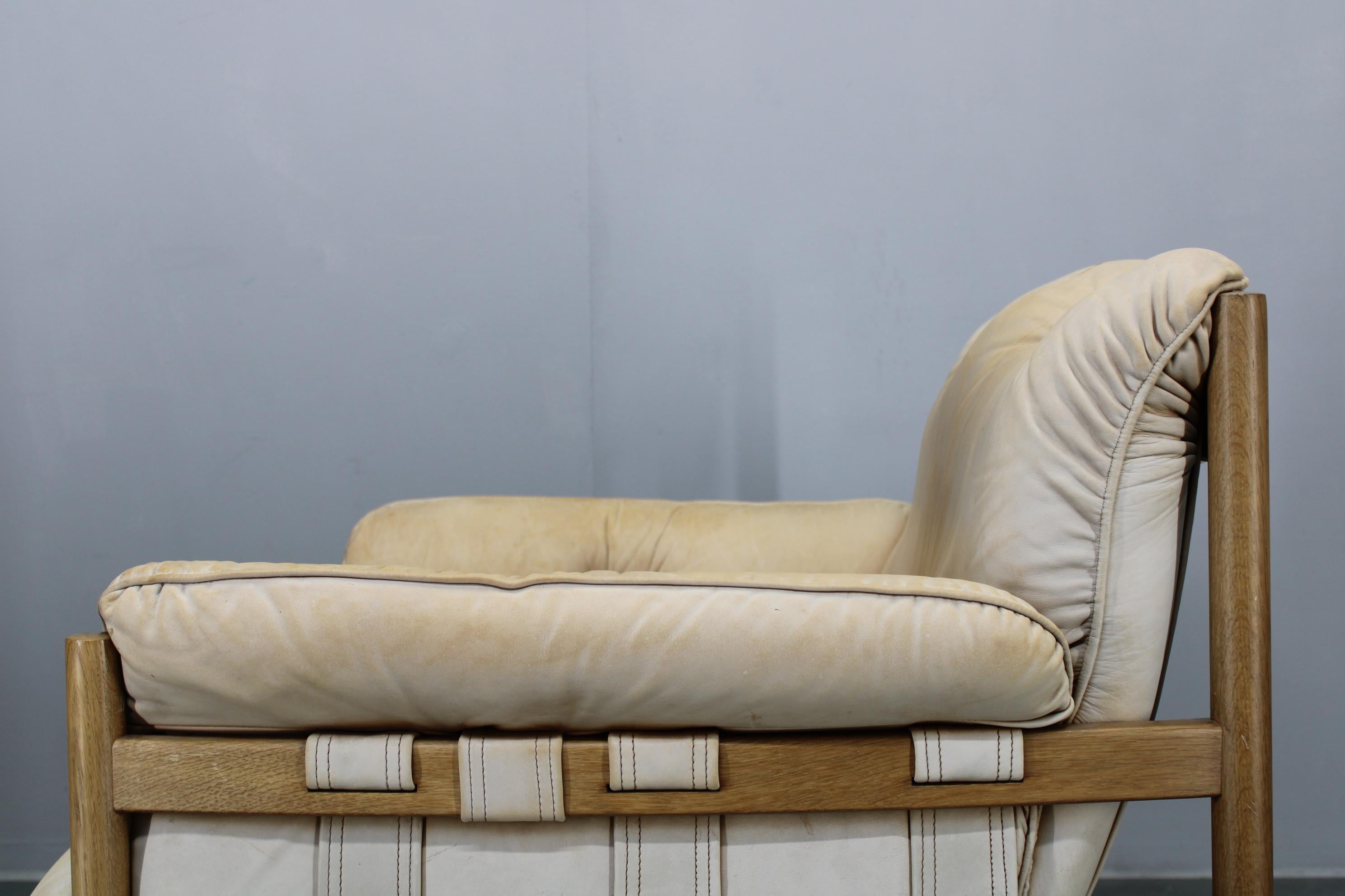 1960s Scandinavian Living Room Set of Sofa and Armchairs in Leather Uphostestery 9
