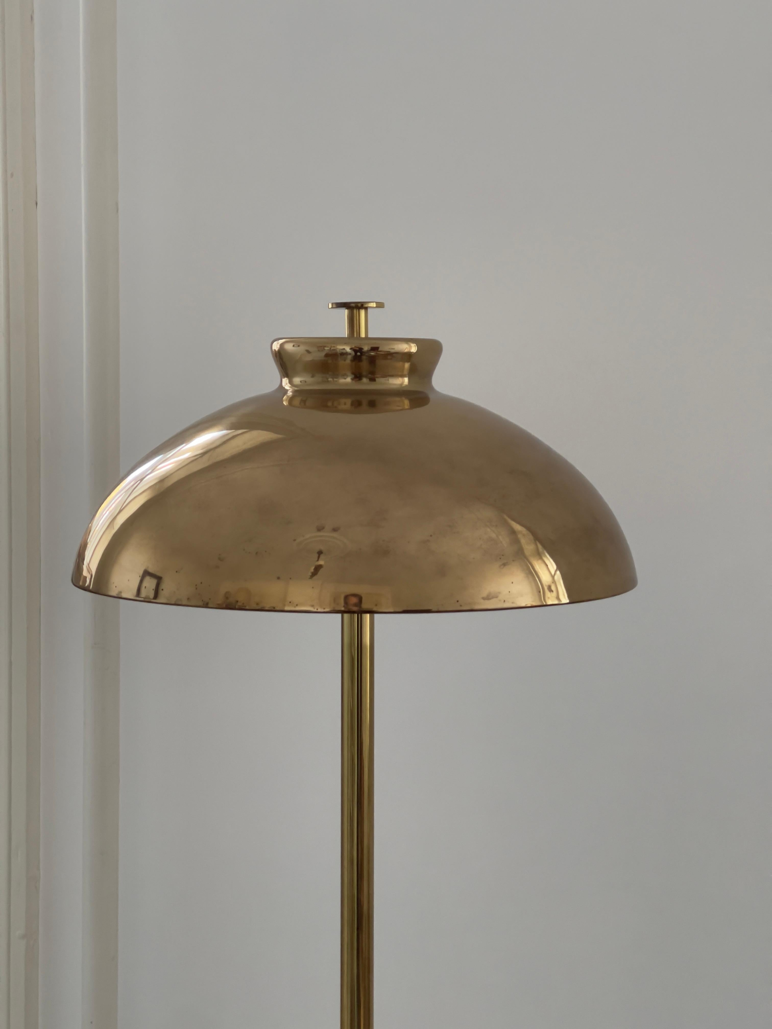 Mid-20th Century 1960s Scandinavian Midcentury Floor Lamp in Patinated Brass with Perforated Top For Sale