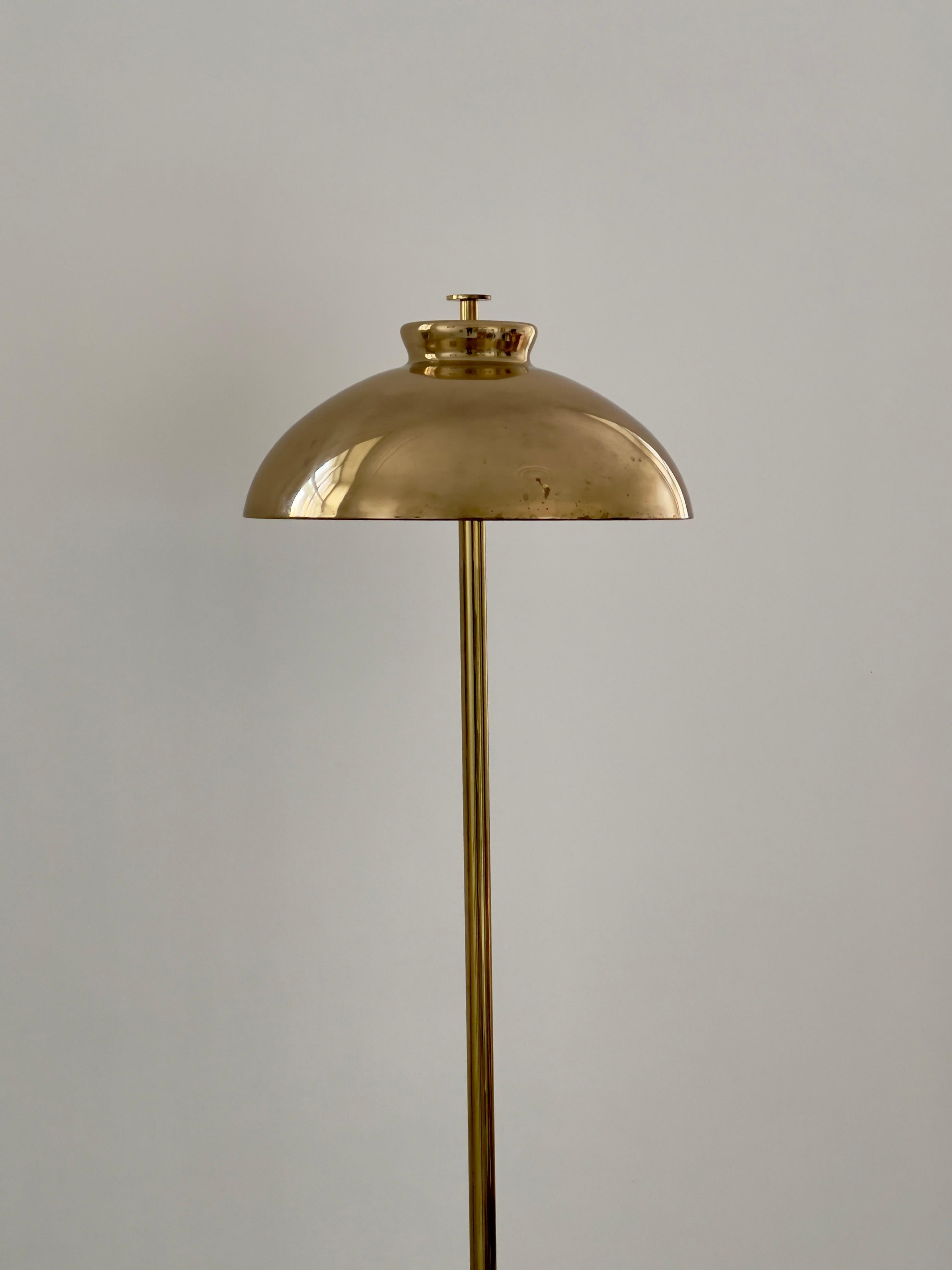 1960s Scandinavian Midcentury Floor Lamp in Patinated Brass with Perforated Top For Sale 3