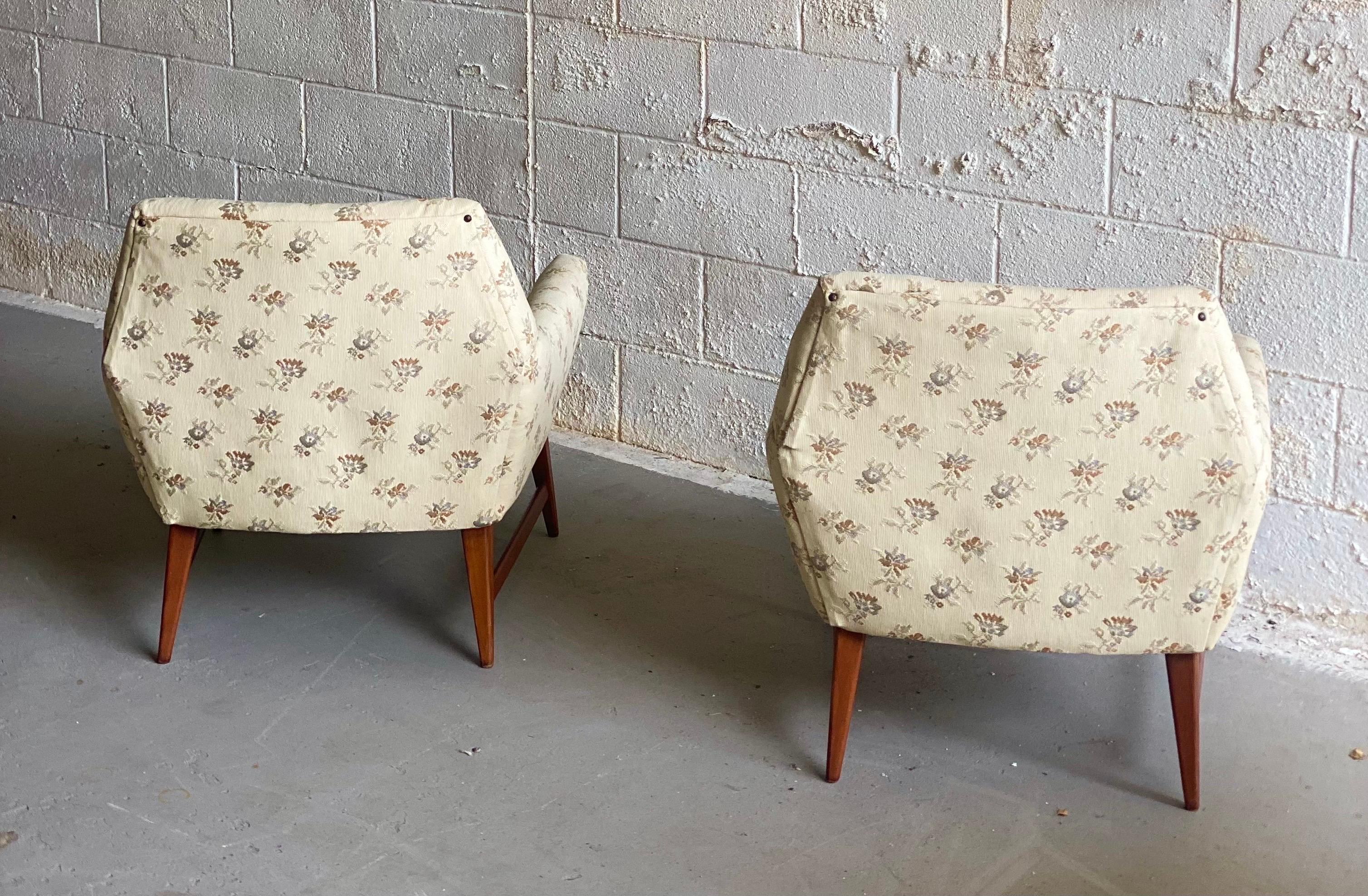 Upholstery 1960s Scandinavian Mid-Century Modern Chairs, a Pair
