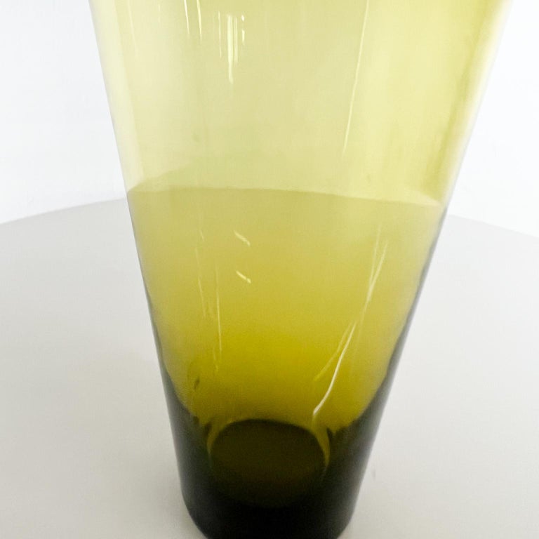 1960s Scandinavian Modern Juice Carafe Green Glass Iittala Finland In Good Condition For Sale In National City, CA