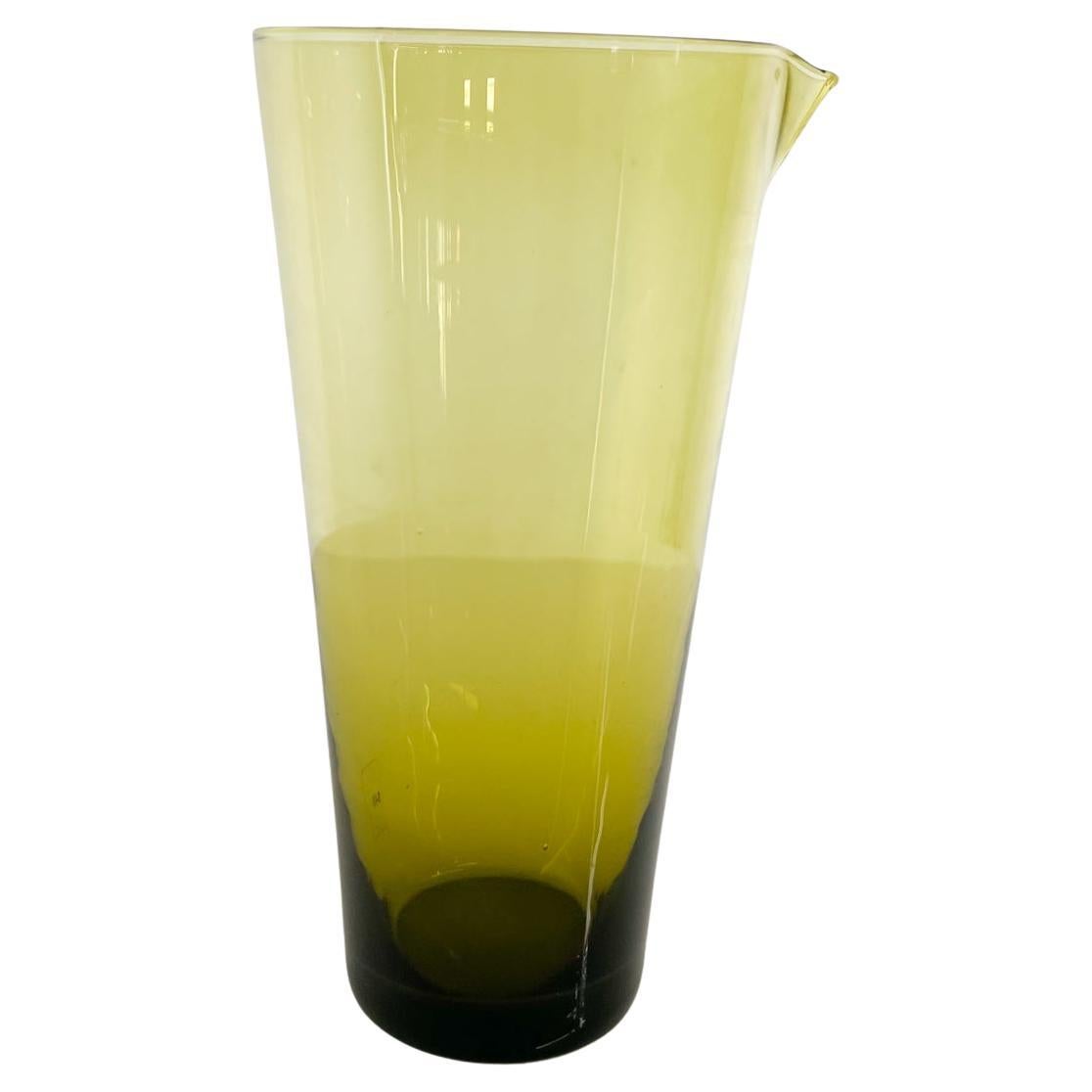 1960s Scandinavian Modern Juice Carafe Green Glass Iittala Finland