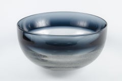 1960s Scandinavian Modern Blue-Tinted Art Glass Bowl by Timo Sarpaneva, Finland