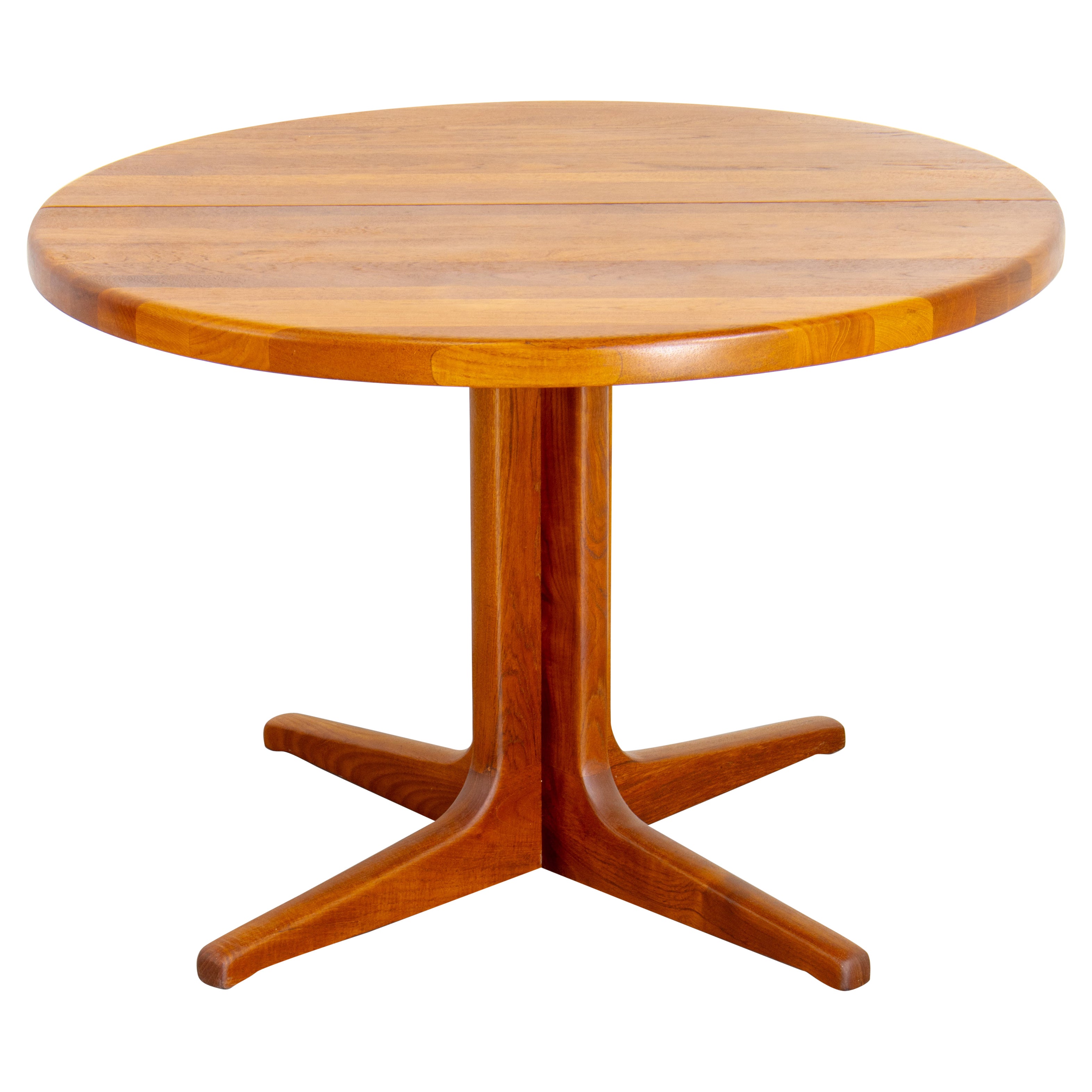 Tavolo da pranzo rotondo in teak massiccio danese moderno scandinavo del 1960 in vendita