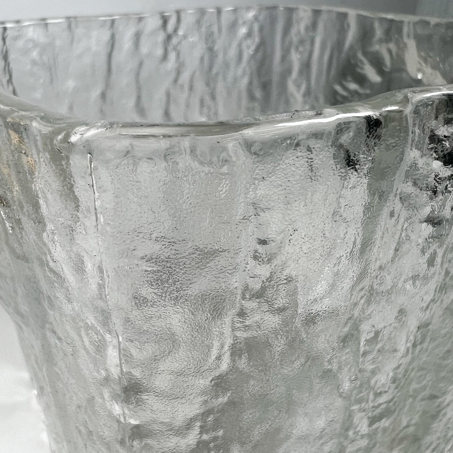 Mid-Century Modern 1960s Scandinavian Modern Ice Bucket Crystal Art Glass Brass & Aluminum Handle For Sale