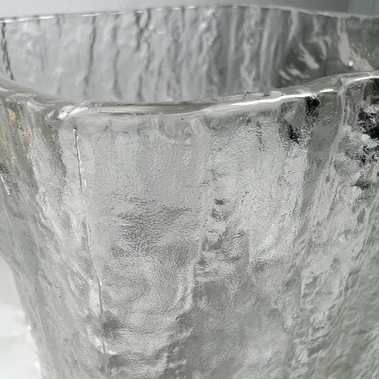 1960s Scandinavian Modern Ice Bucket Crystal Art Glass Brass & Aluminum Handle For Sale 1