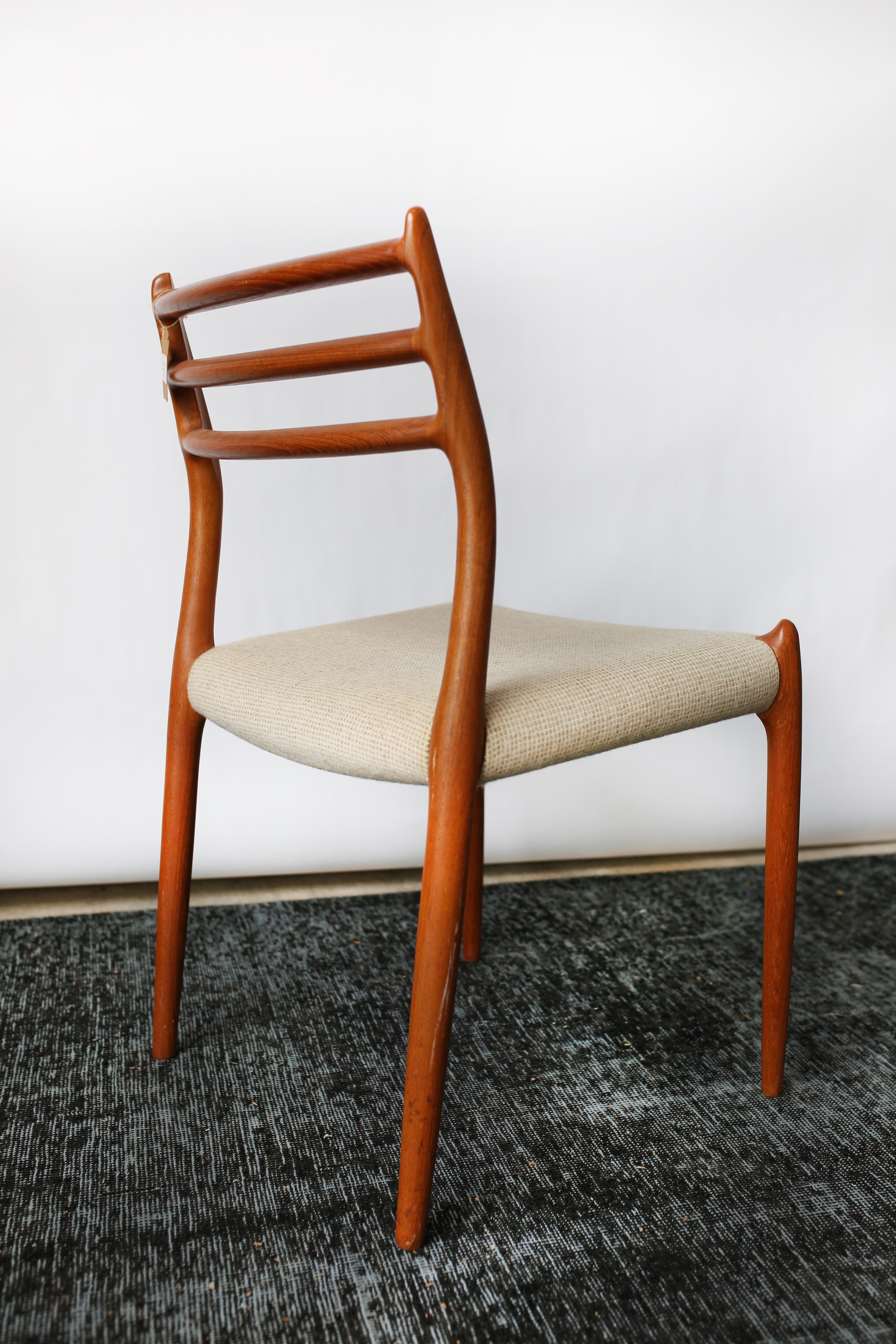 Mid-20th Century Scandinavian Modern Model 78 Teak Dining Chairs by Niels O. Moller, Set of Six