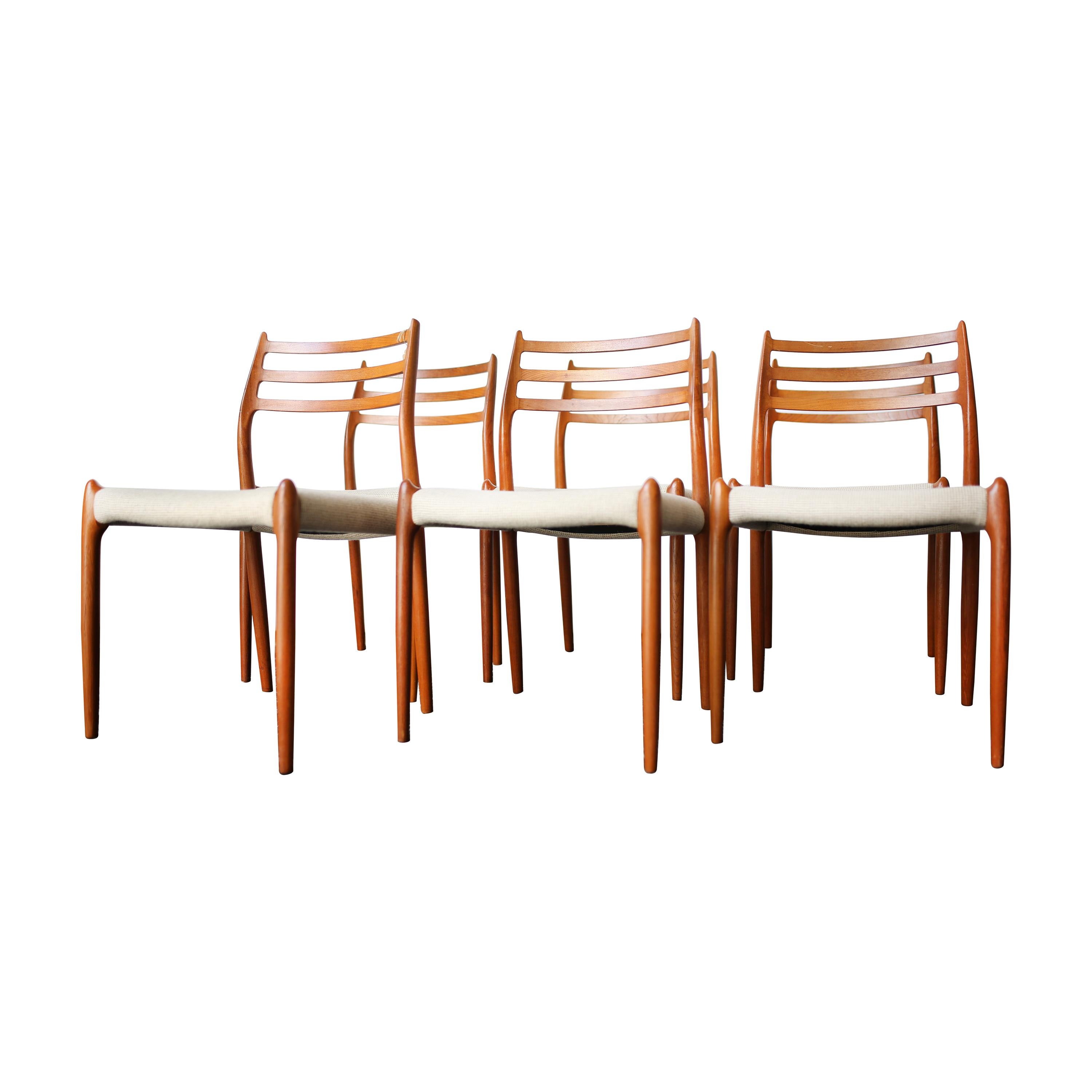 Scandinavian Modern Model 78 Teak Dining Chairs by Niels O. Moller, Set of Six