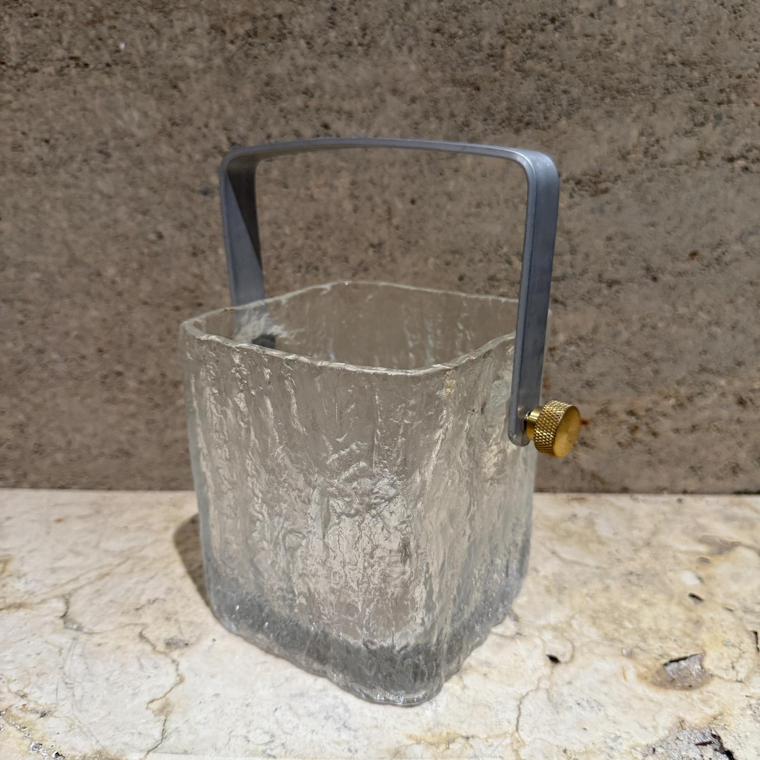 Aluminum 1960s Scandinavian Modern Small Crystal Ice Bucket For Sale