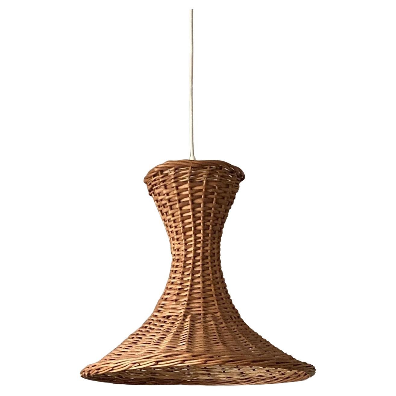 1960s Scandinavian Rattan Pendant For Sale