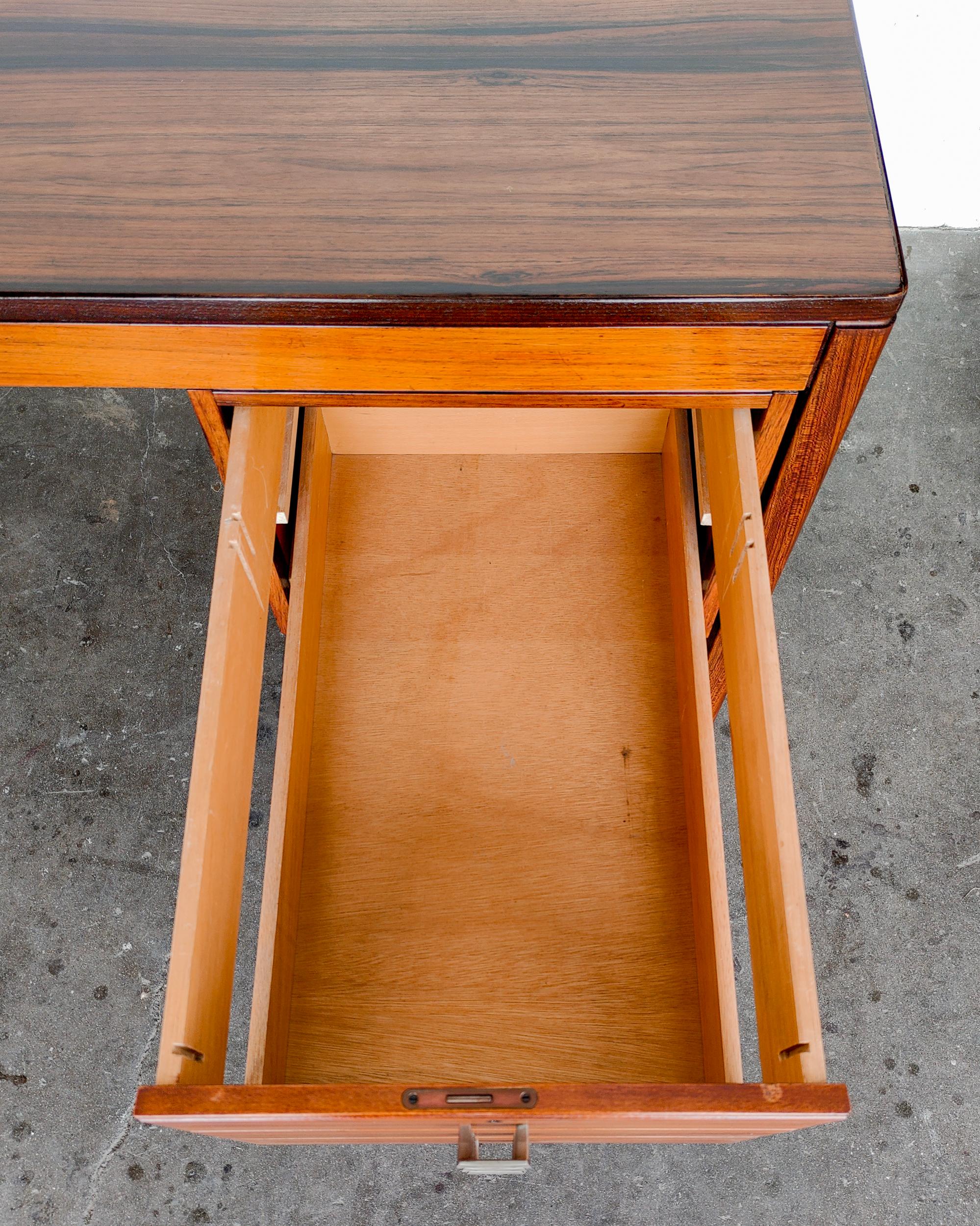 Nickel 1960s Scandinavian Rosewood Desk Mid-Century Modern
